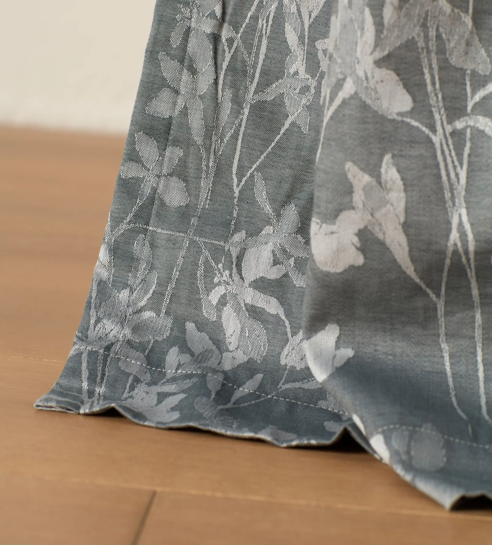 Florence Floral Jacquard 100% Cotton Lined Pencil Pleat Curtain (Pair)