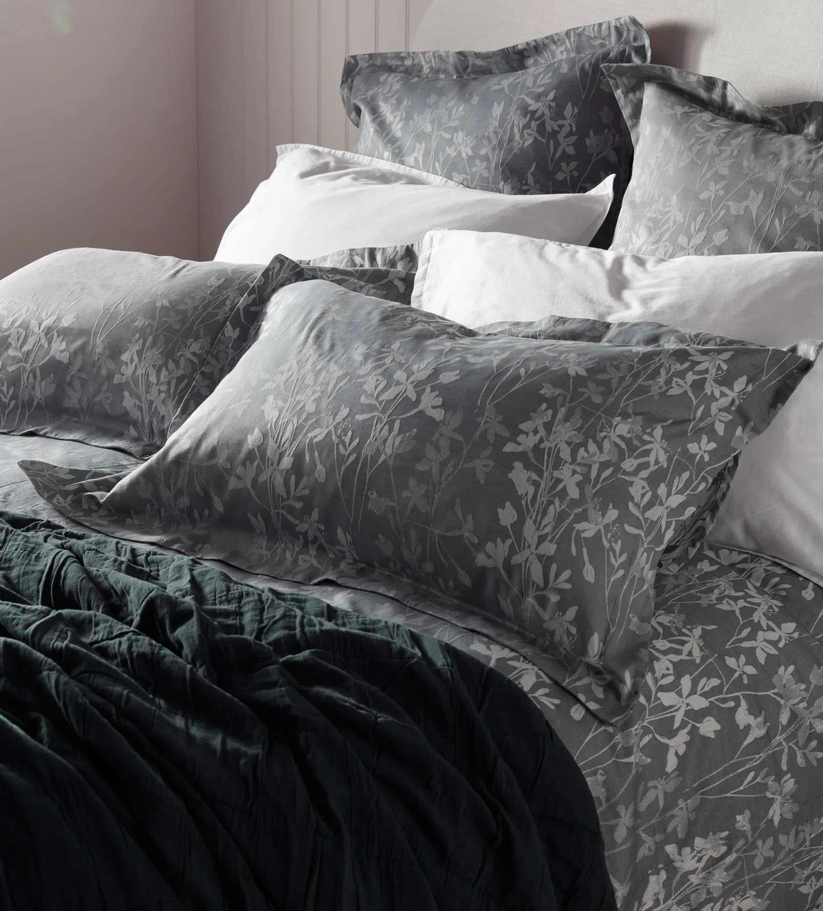 Florence Floral Jacquard 100% Cotton Pillowcase