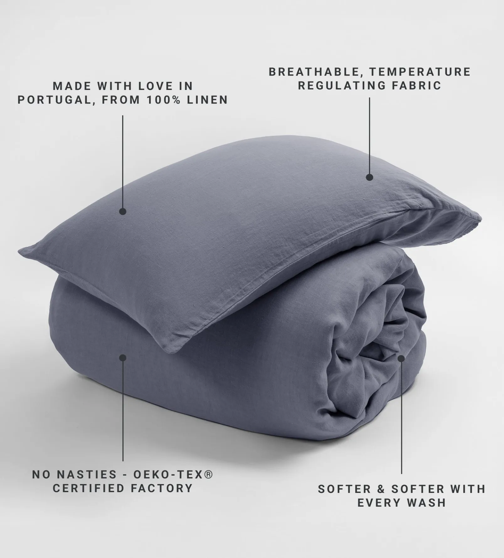 French Blue 100% Linen Duvet Cover