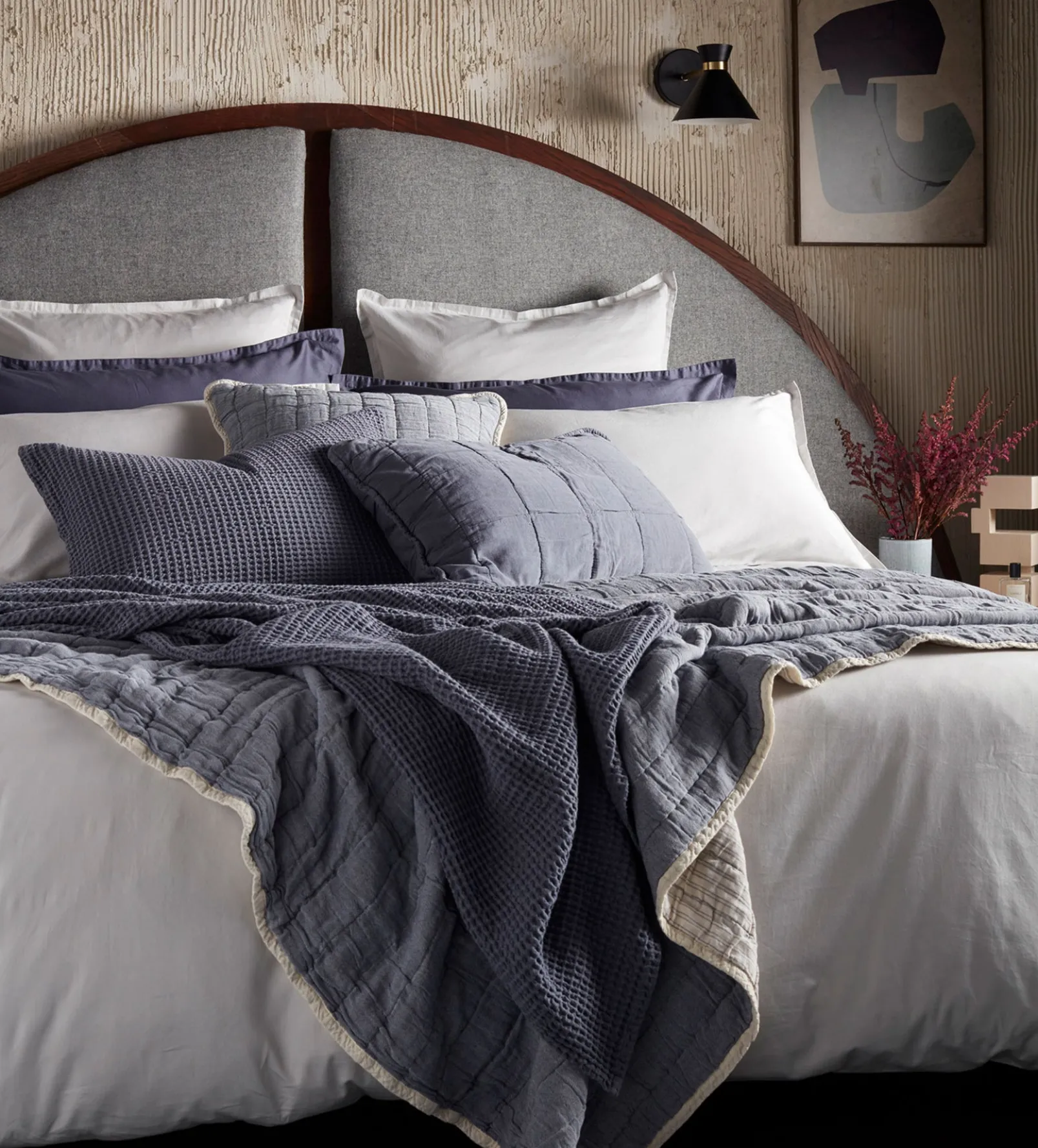 French Blue Big Waffle 100% Cotton Throw