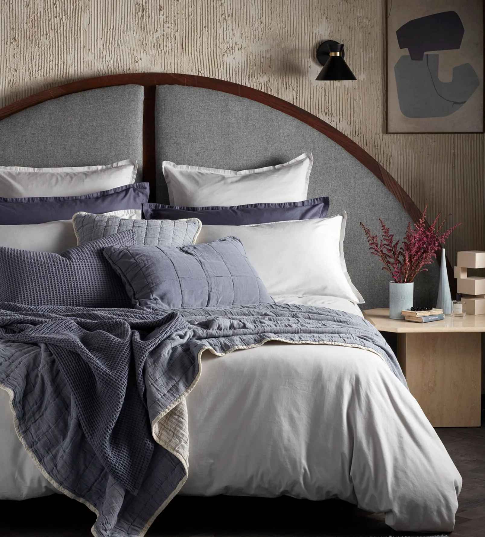 French Blue Big Waffle 100% Cotton Cushion Cover