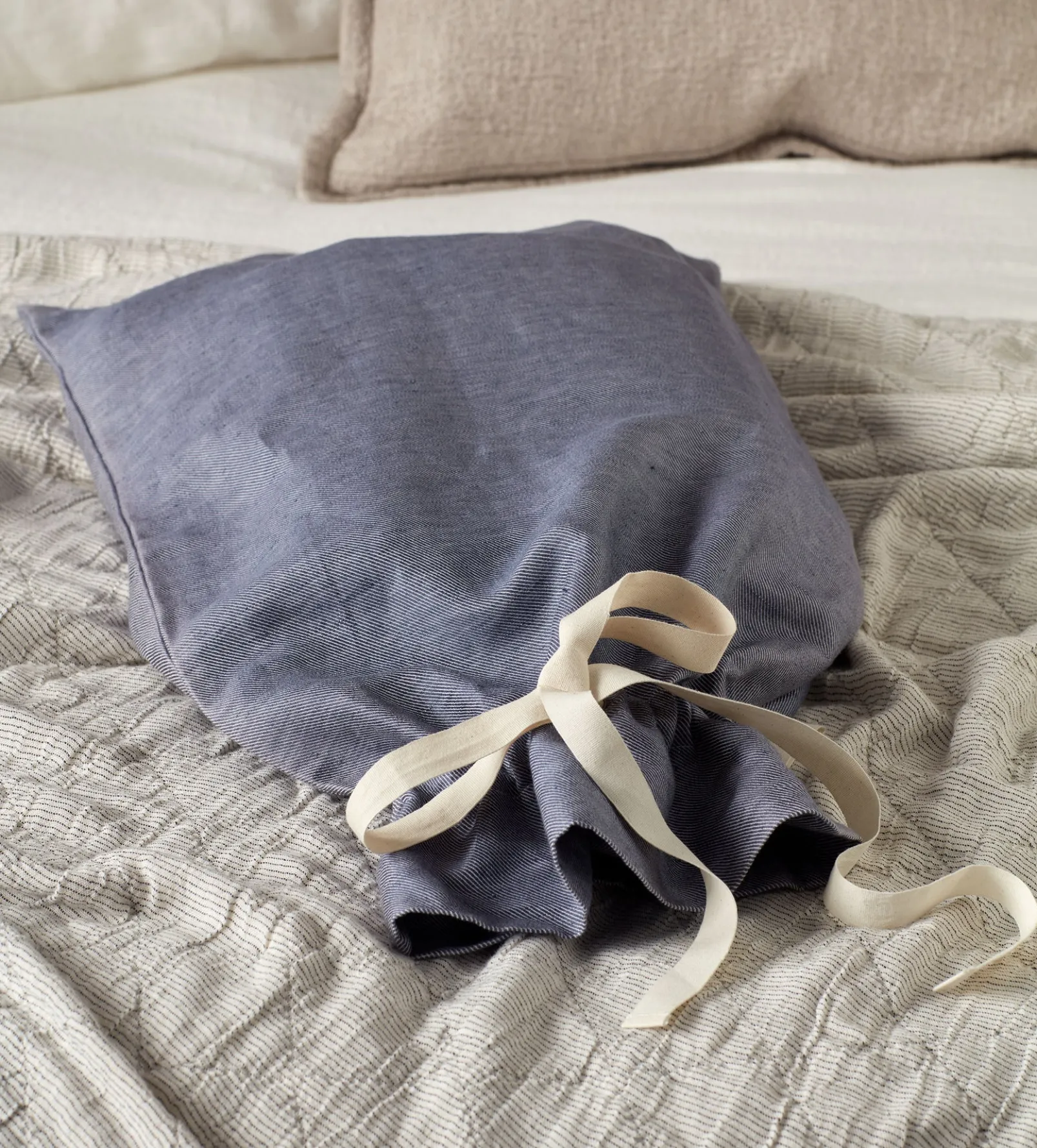 French Blue Bobby Cotton Linen Storage Bag