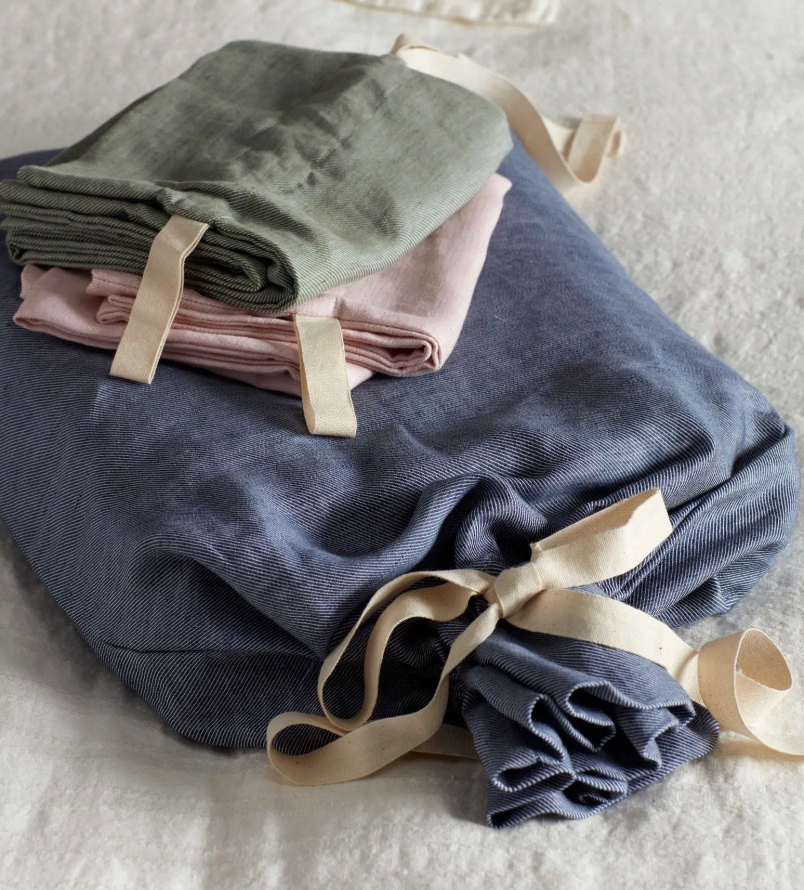 French Blue Bobby Cotton Linen Storage Bag
