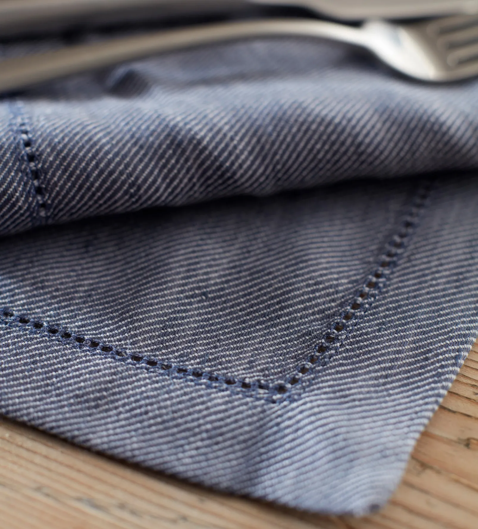 French Blue Cotton Linen Twill Placemats - Set of 2