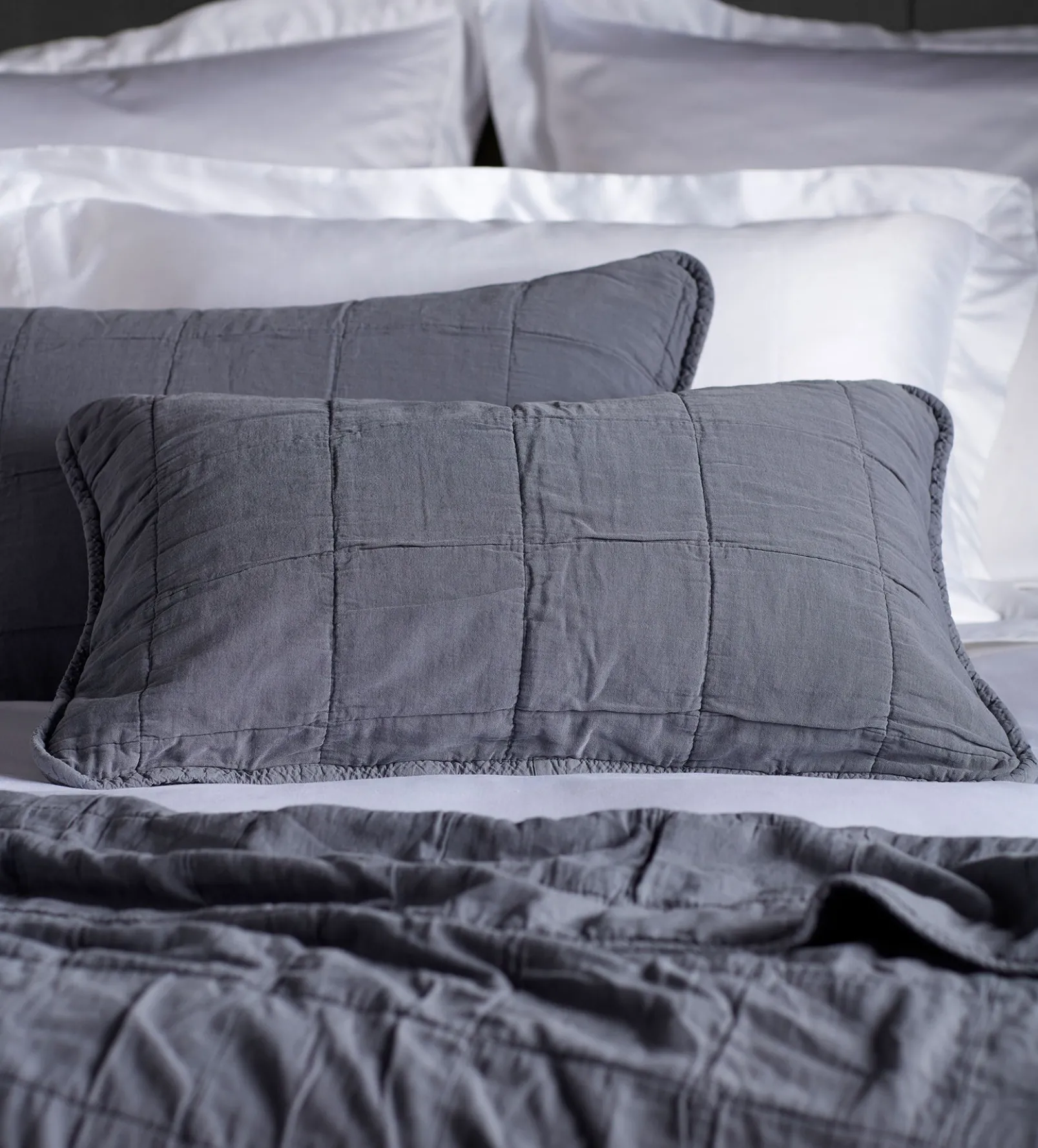 French Blue Finn 100% Cotton Quilted Cushion Cover