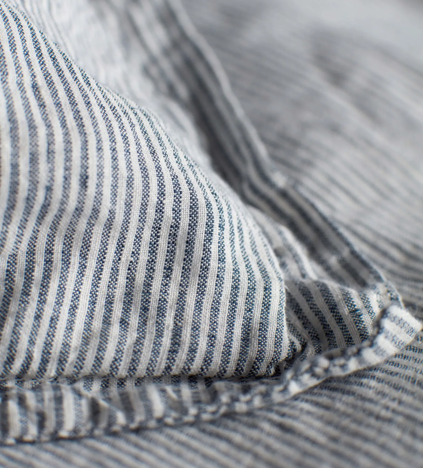 French Blue Sid Stripe 100% Linen Duvet Cover