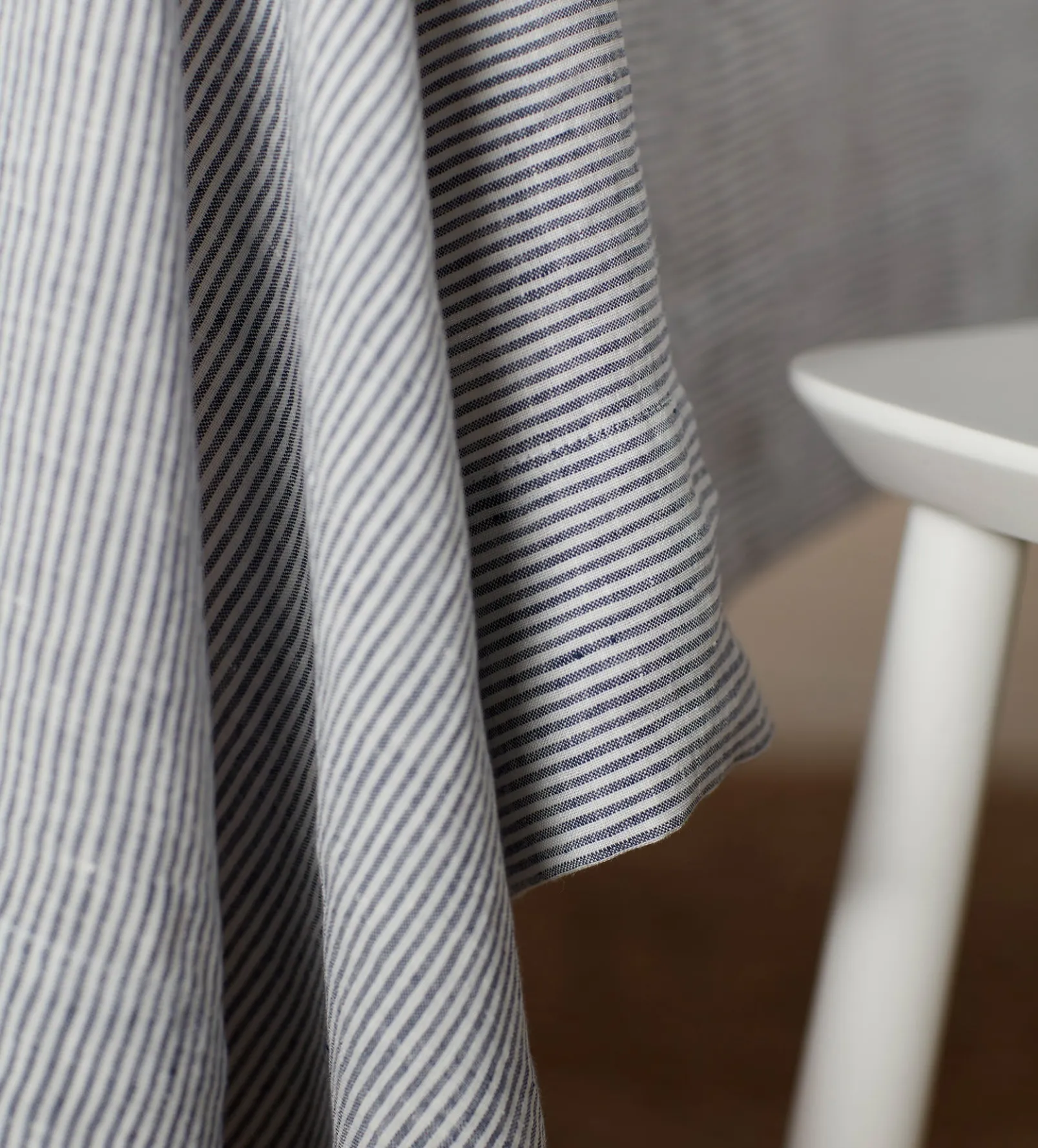 French Blue Sid Stripe 100% Linen Tablecloth