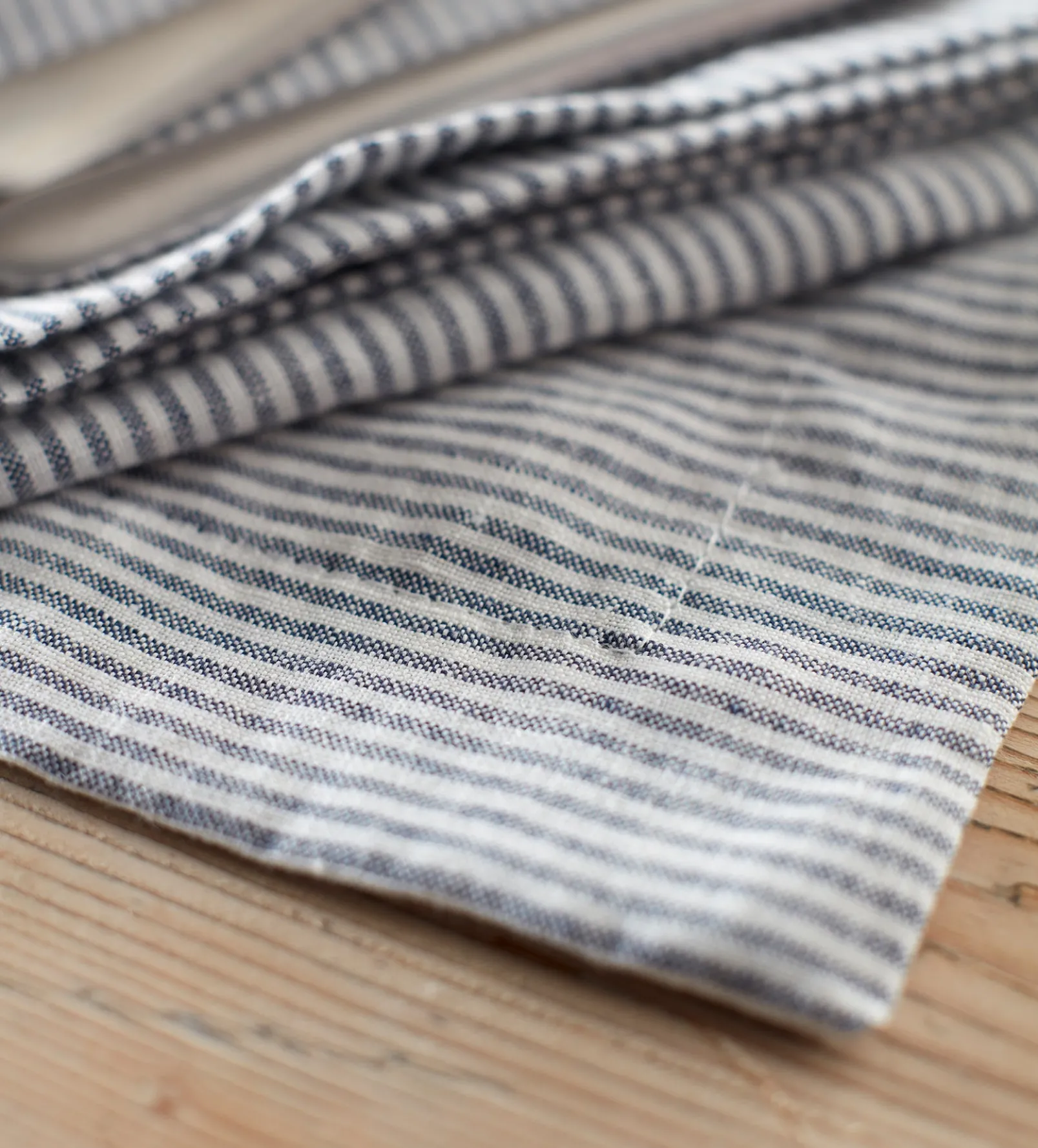 French Blue Sid Stripe 100% Linen Placemats - Set of 2