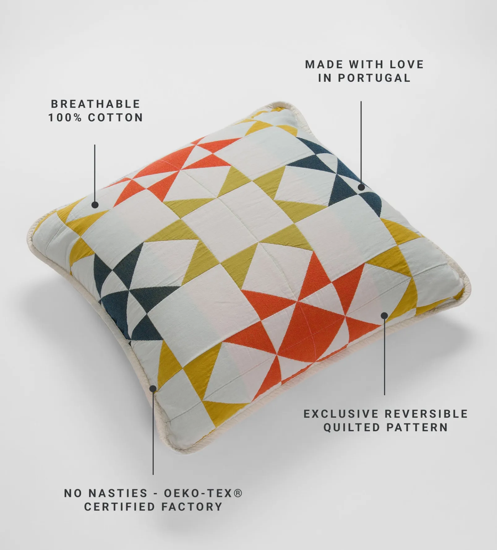 Glassette Stella Quilted 100% Cotton Cushion Cover