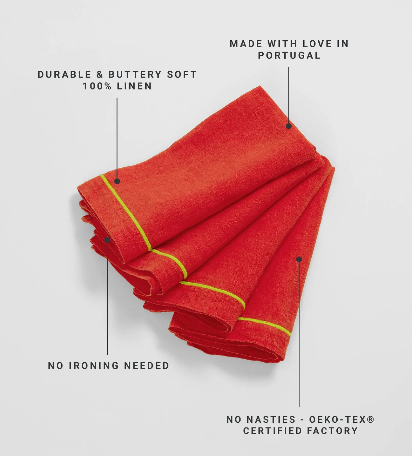 Glassette Tomato 100% Linen Napkins