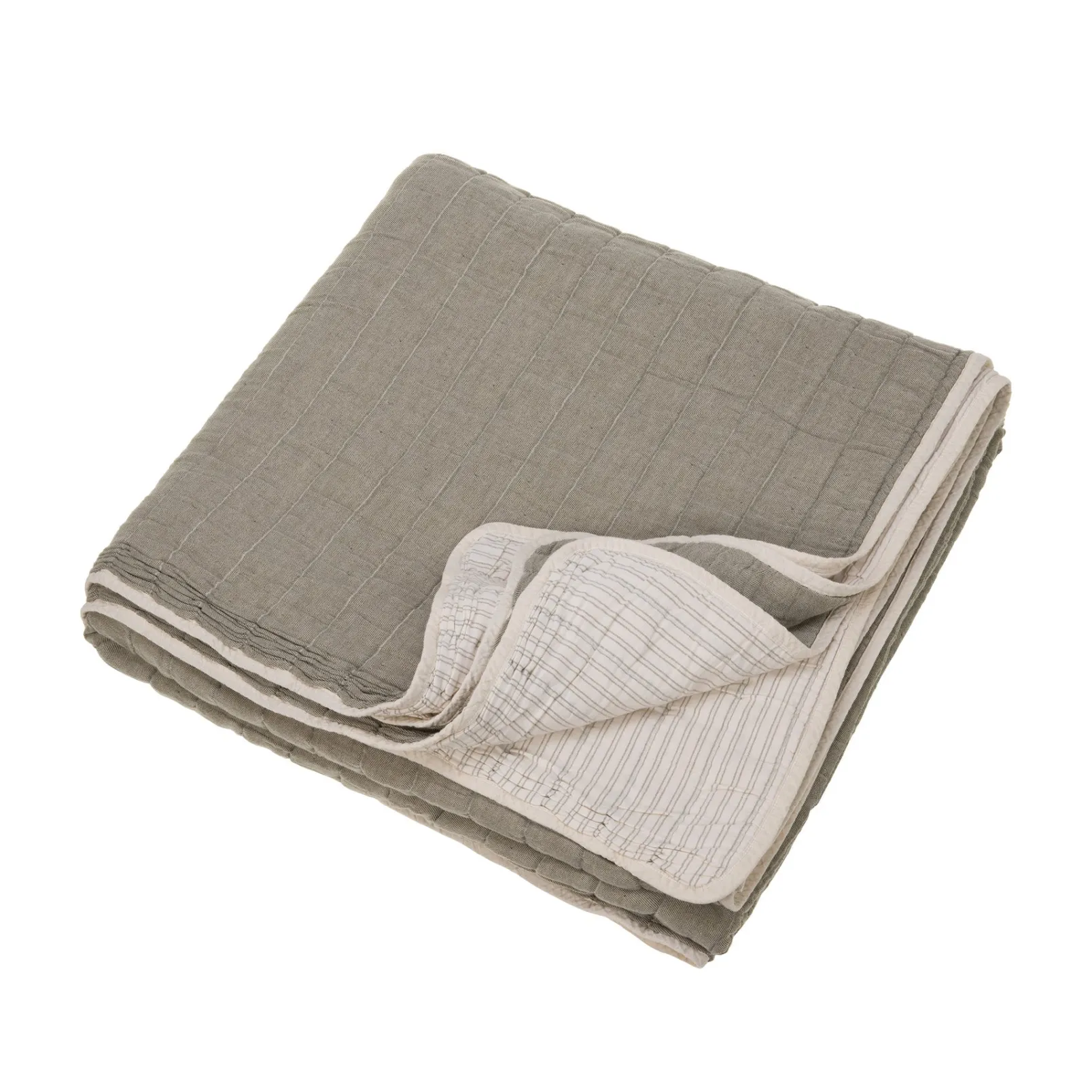 Green Vivienne 100% Cotton Quilted Throw