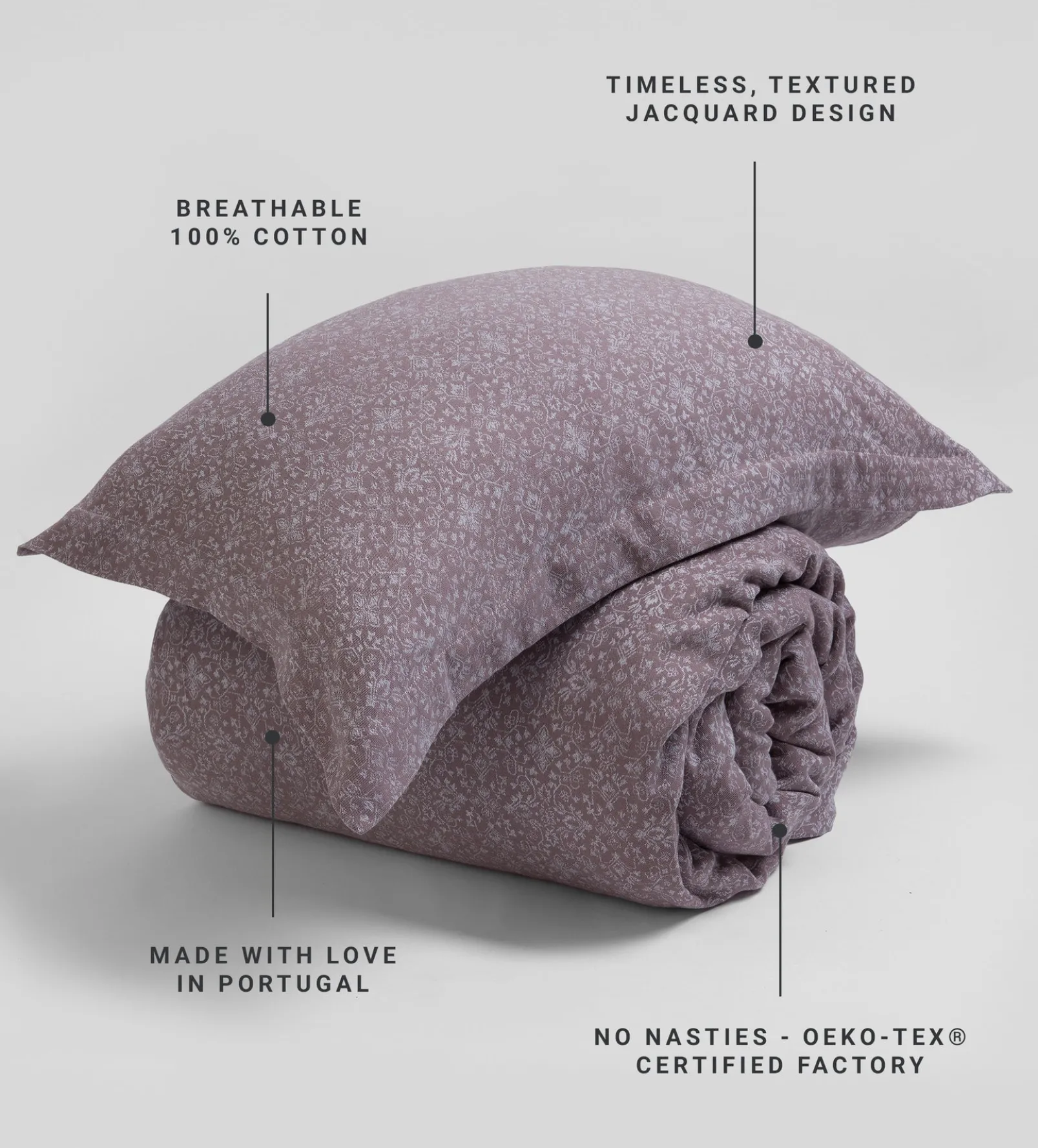 Jasmine Floral Jacquard 100% Cotton Duvet Cover