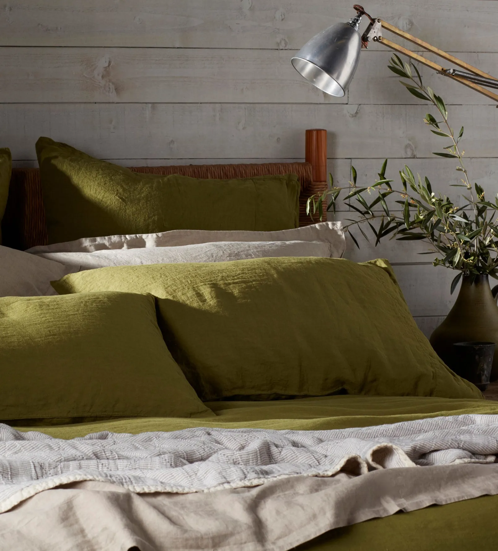 Moss Green 100% Linen Duvet Cover