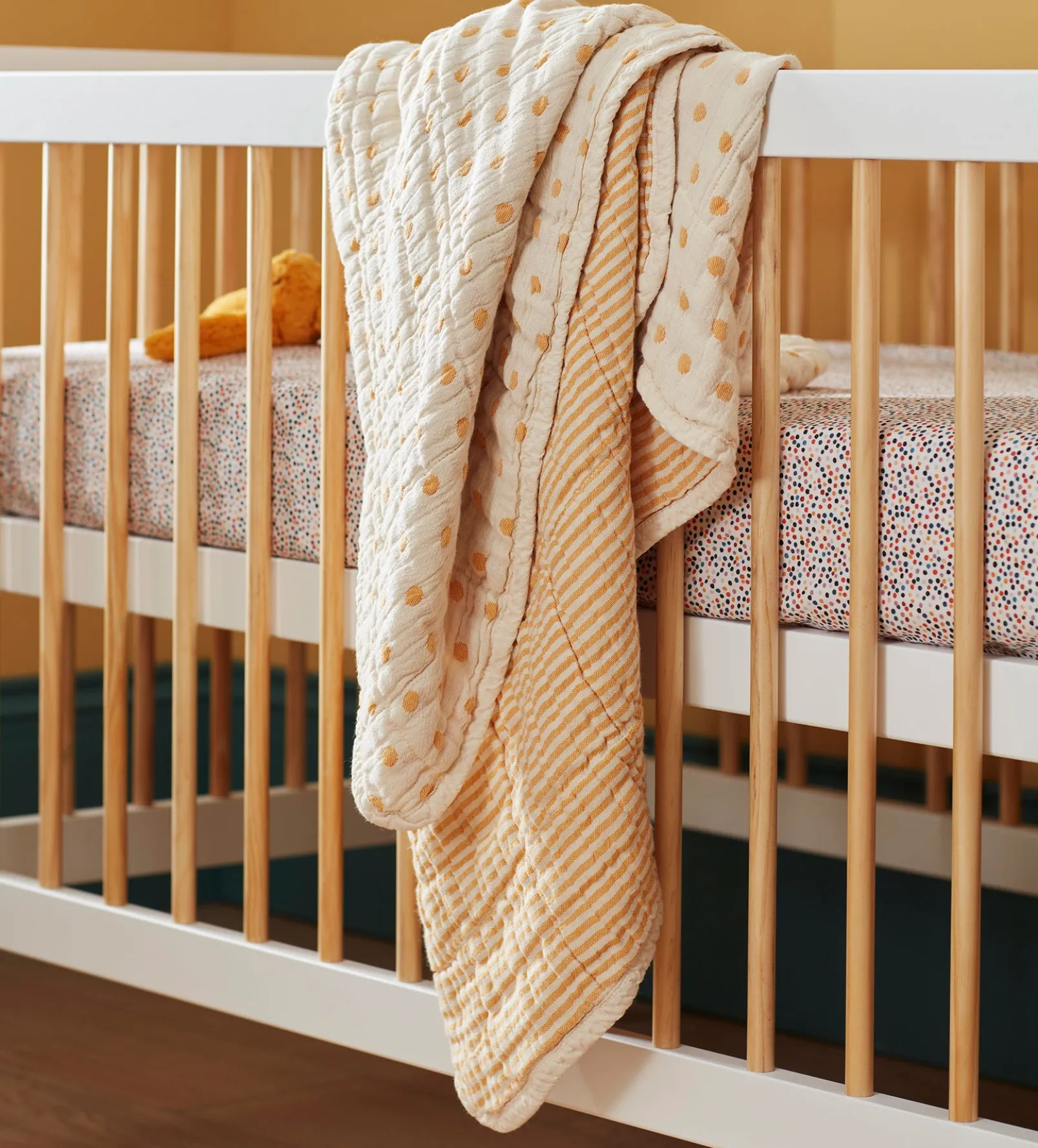 Mustard Spot Little Quinn 100% Cotton Quilted Throw