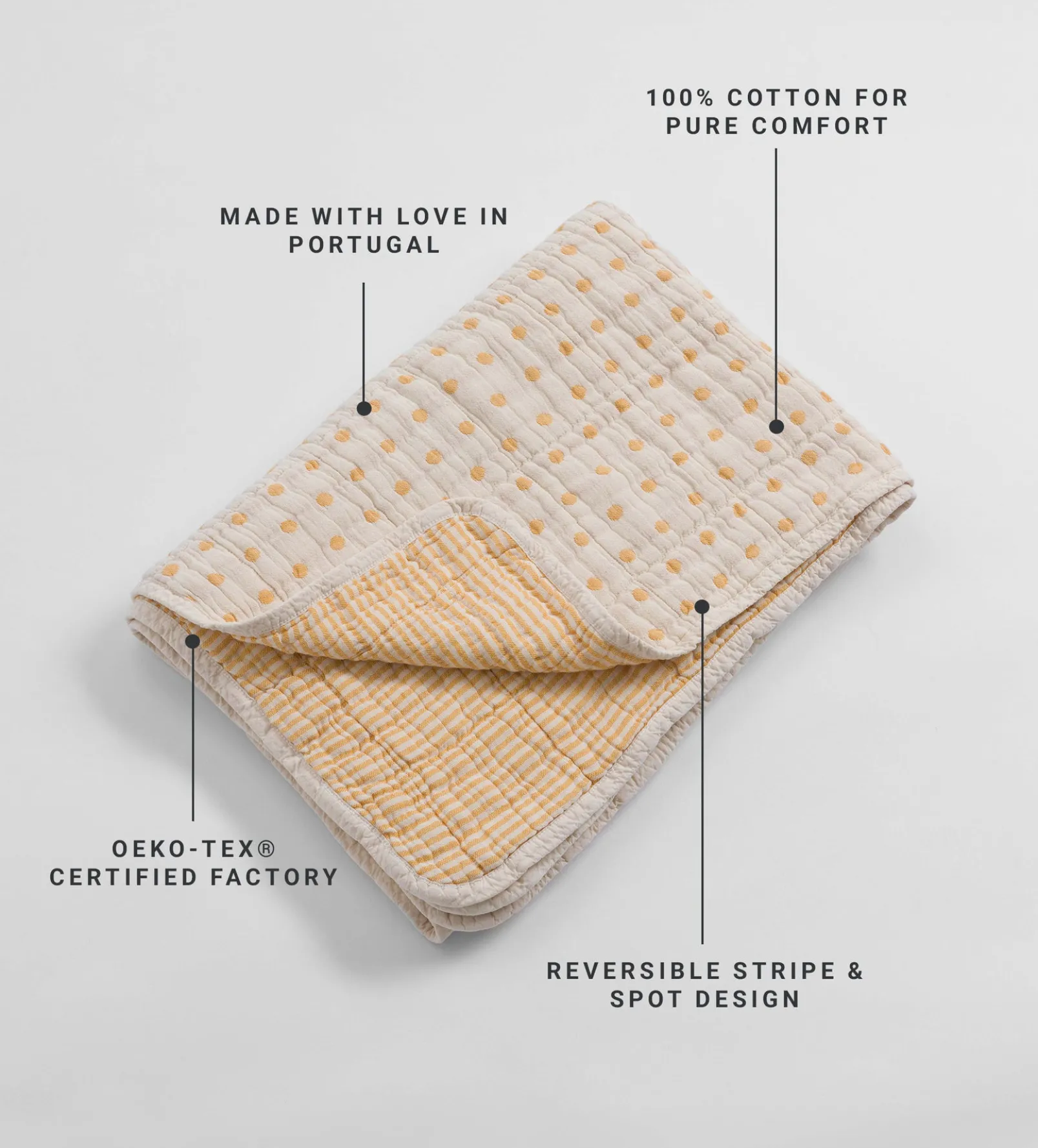 Mustard Spot Little Quinn 100% Cotton Quilted Throw