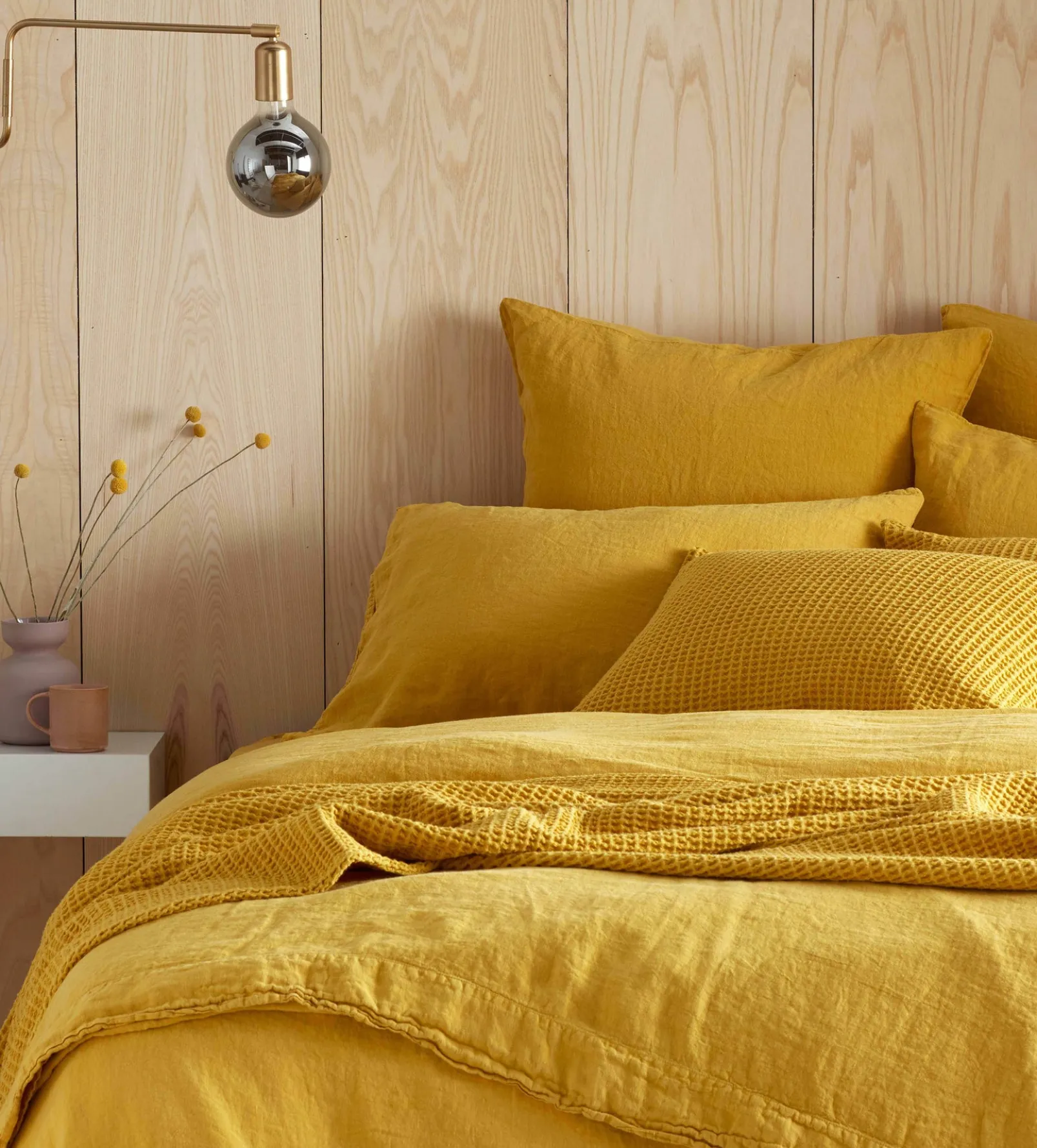 Mustard Yellow 100% Linen Housewife Pillowcase