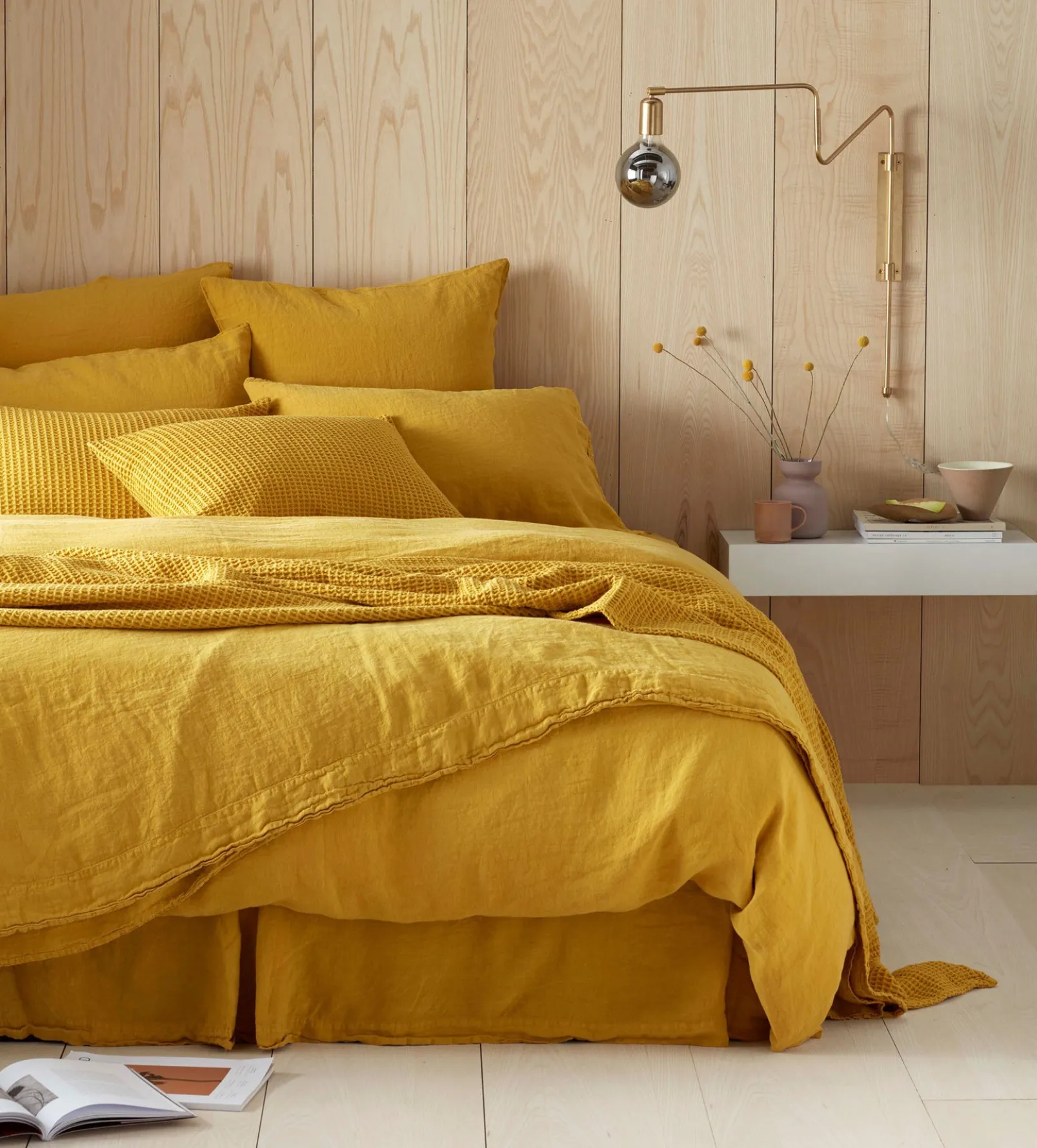 Mustard Yellow 100% Linen Duvet Cover
