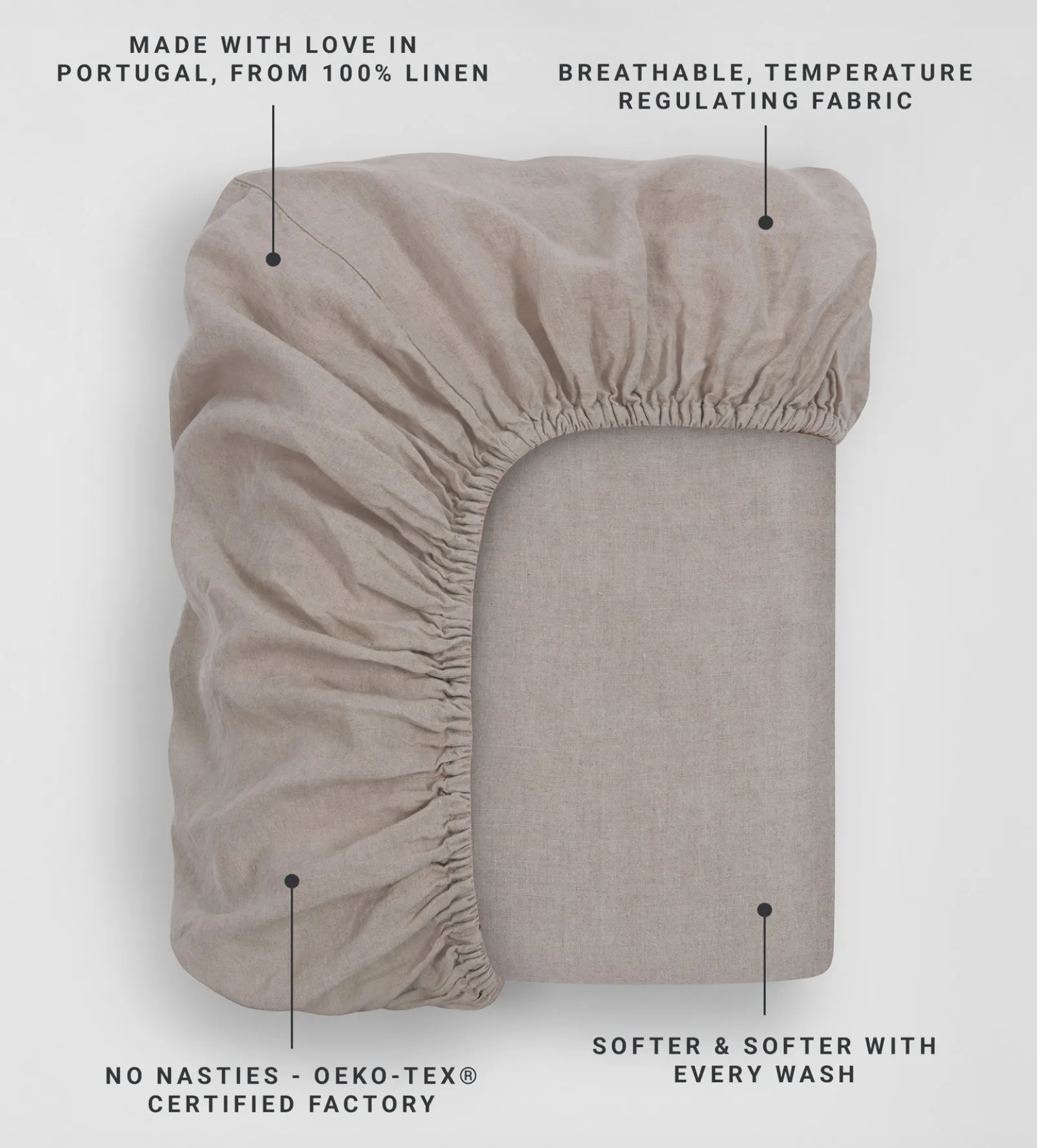 Natural 100% Linen Fitted Sheet