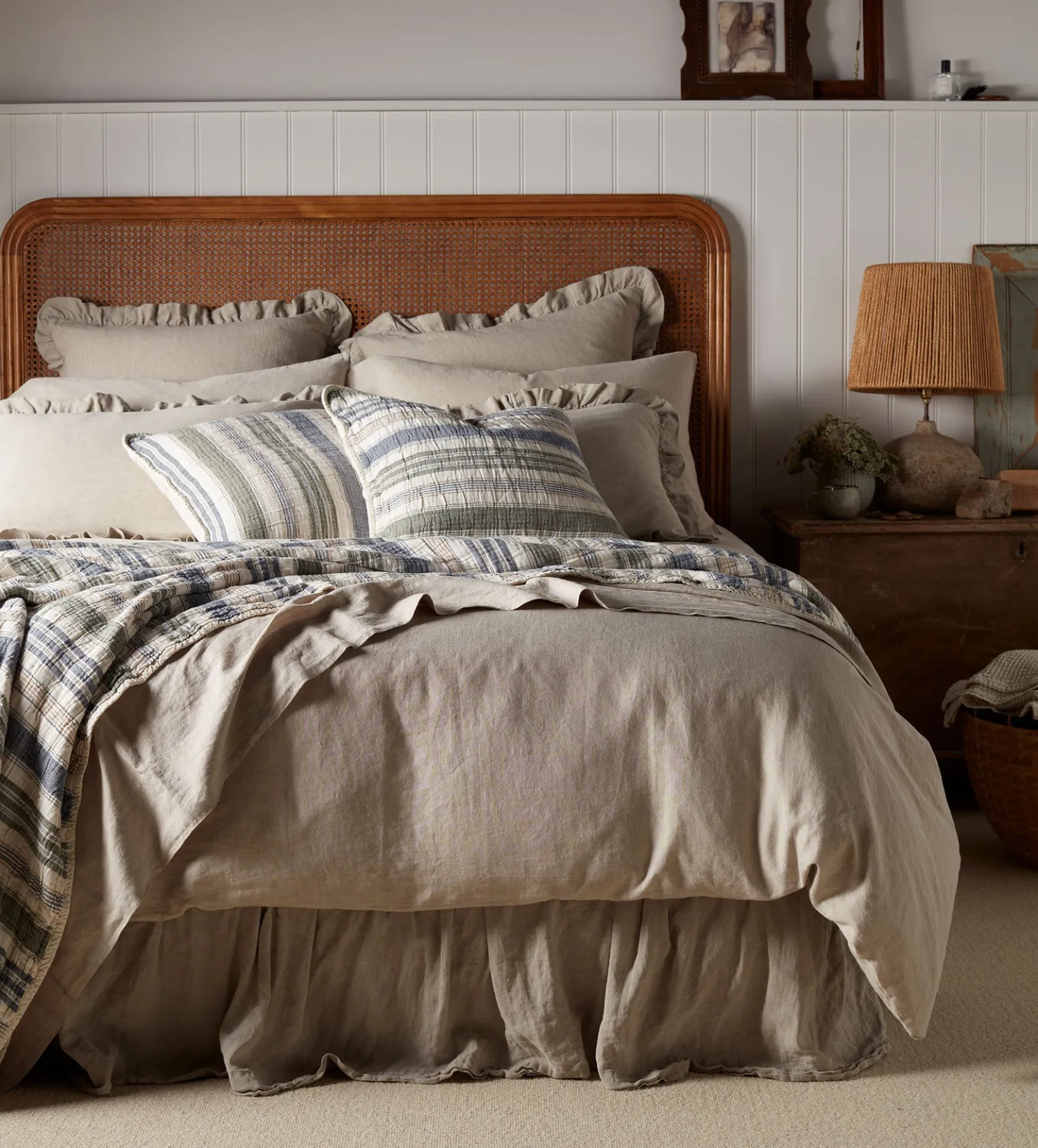 Natural 100% Linen Frill Valance