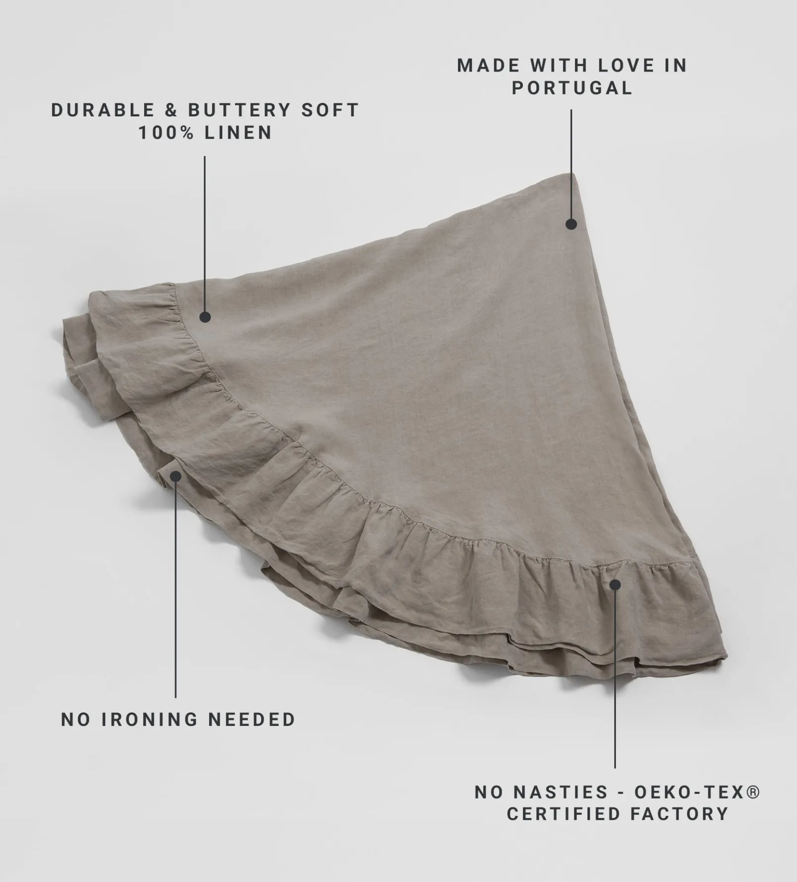 Natural 100% Linen Frill Tablecloth