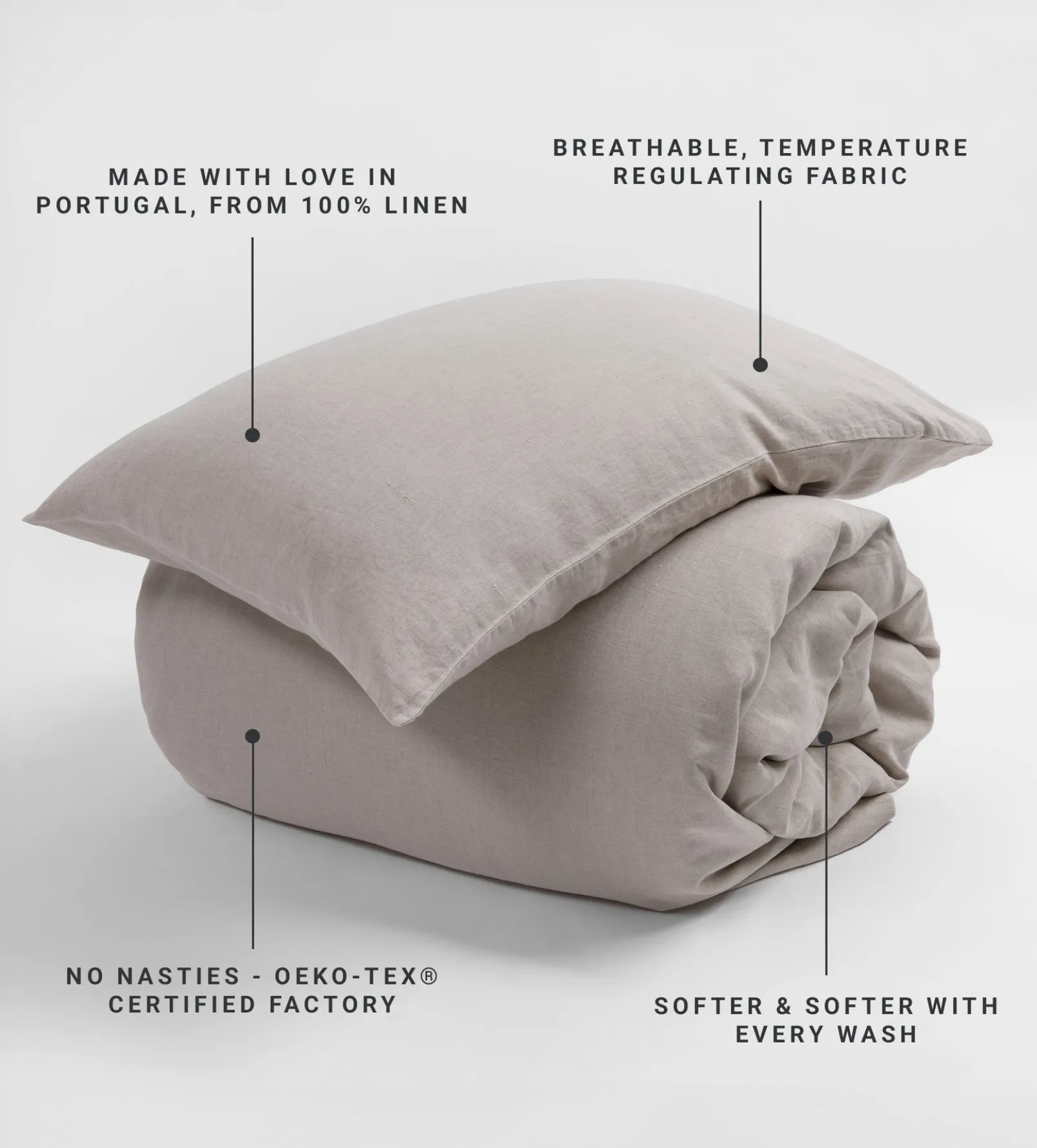 Natural 100% Linen Housewife Pillowcase
