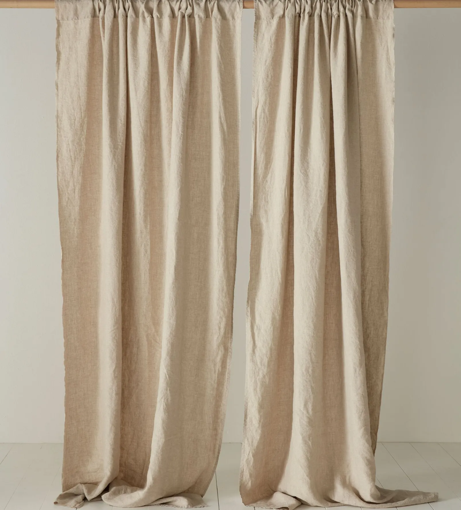 Natural 100% Linen Loop Top Curtain (Single)