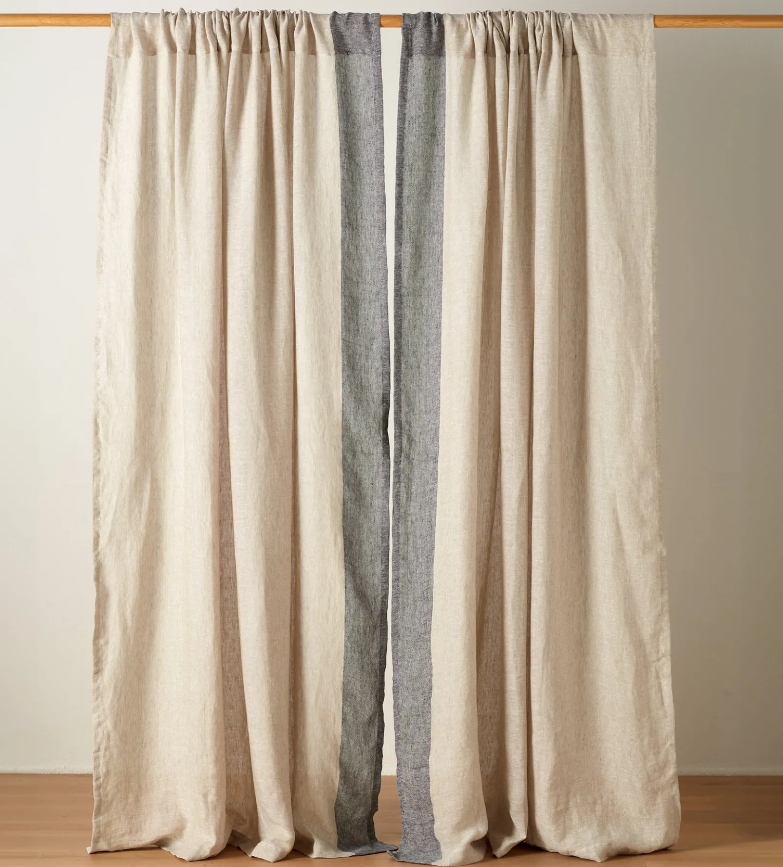 Natural Caitlyn 100% Linen Loop Top Curtain (Pair)