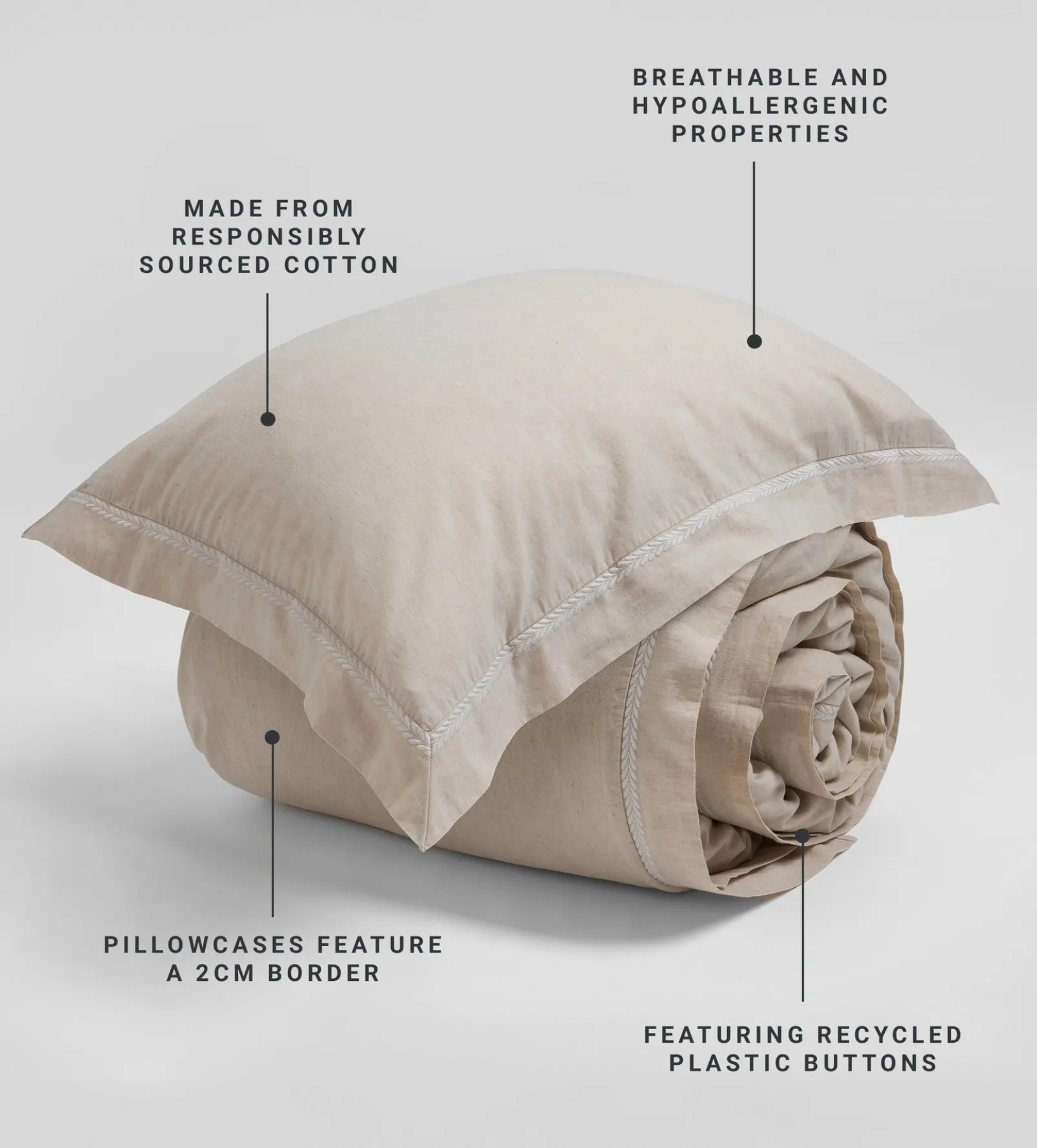 Natural Charlotte Cotton Linen Pillowcase