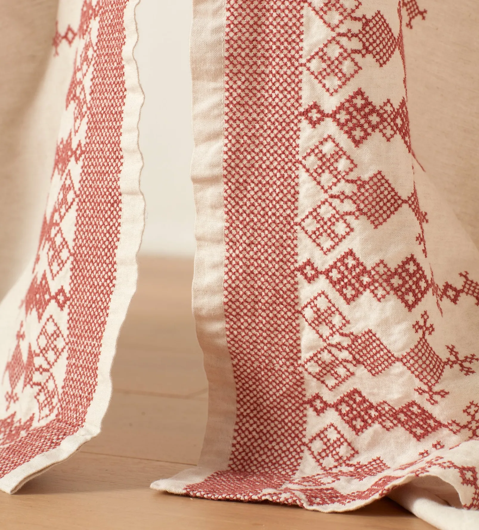 Natural Emily Cotton Linen Loop Top Curtain (Pair)