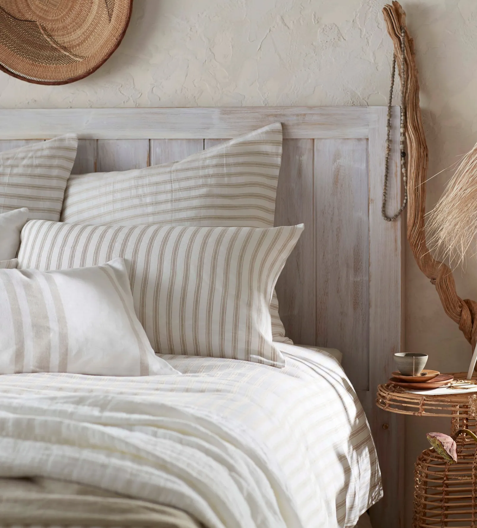 Natural French Ticking Stripe Cotton Linen Housewife Pillowcase