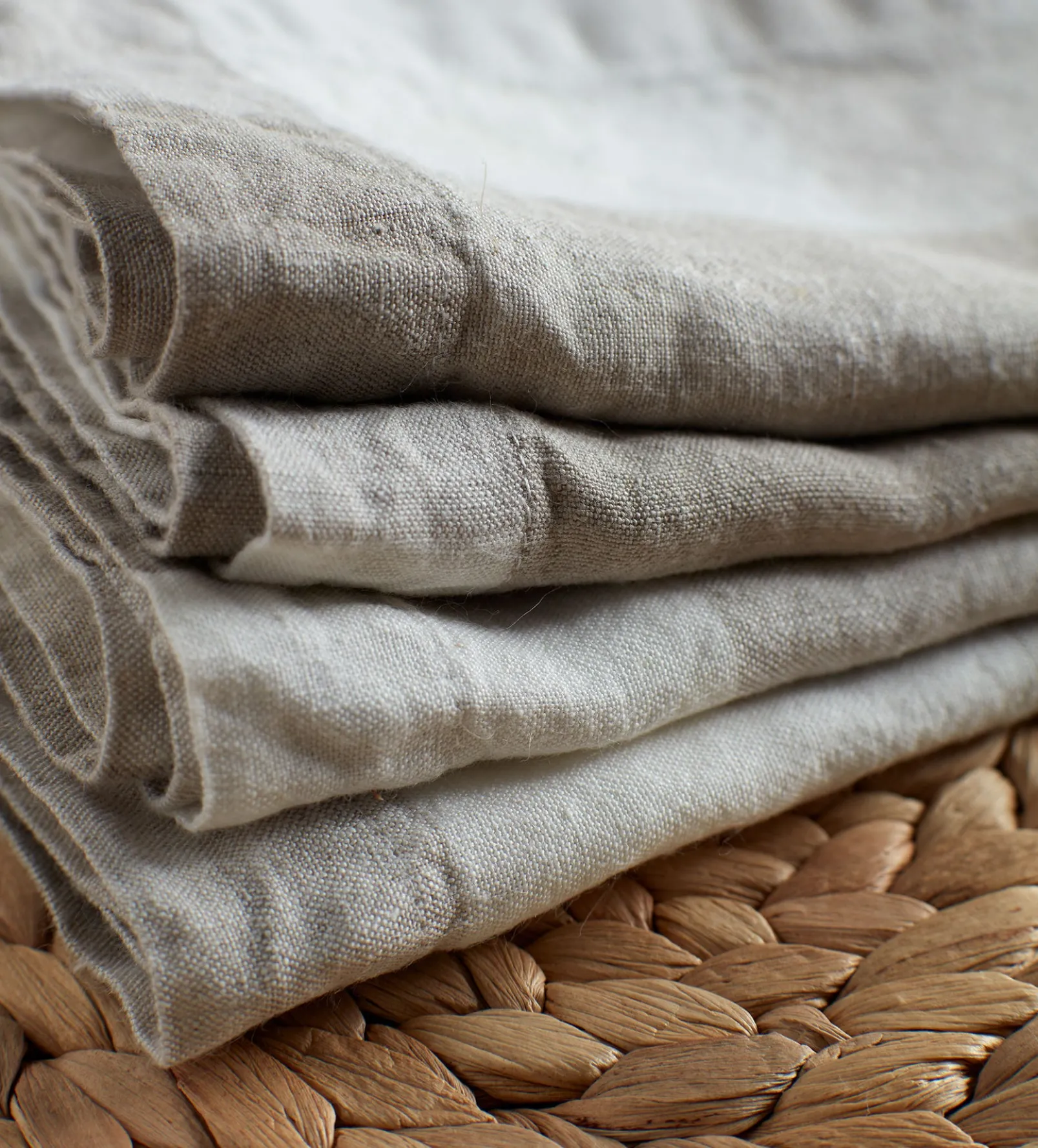 Natural Gracie Gingham 100% Linen Napkins - Set of 4