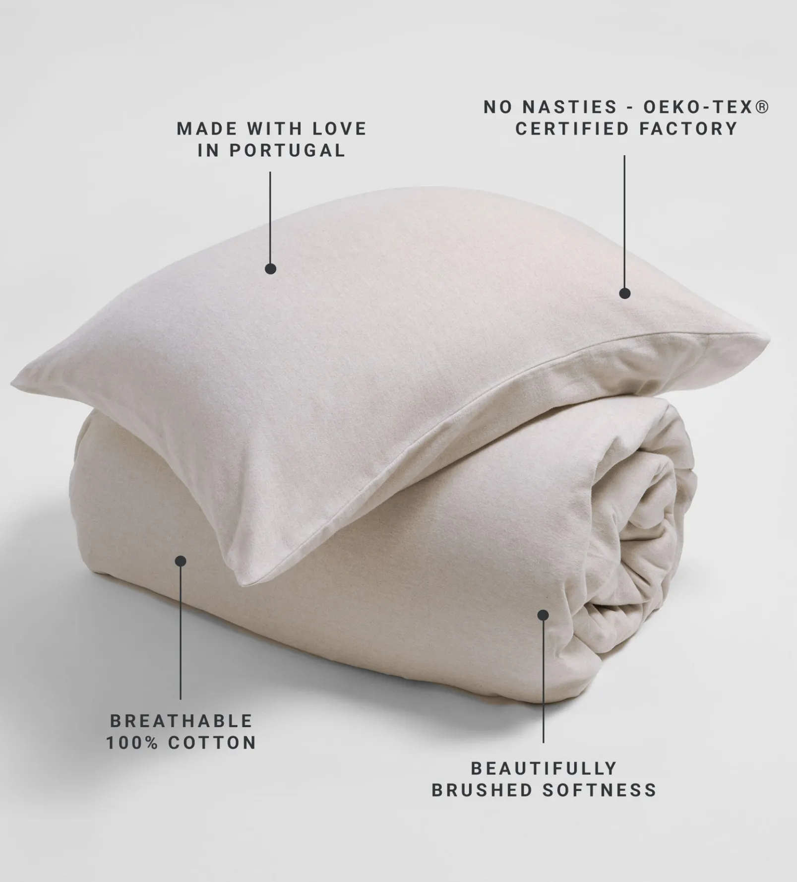 Natural Henry Brushed 100% Cotton Pillowcase
