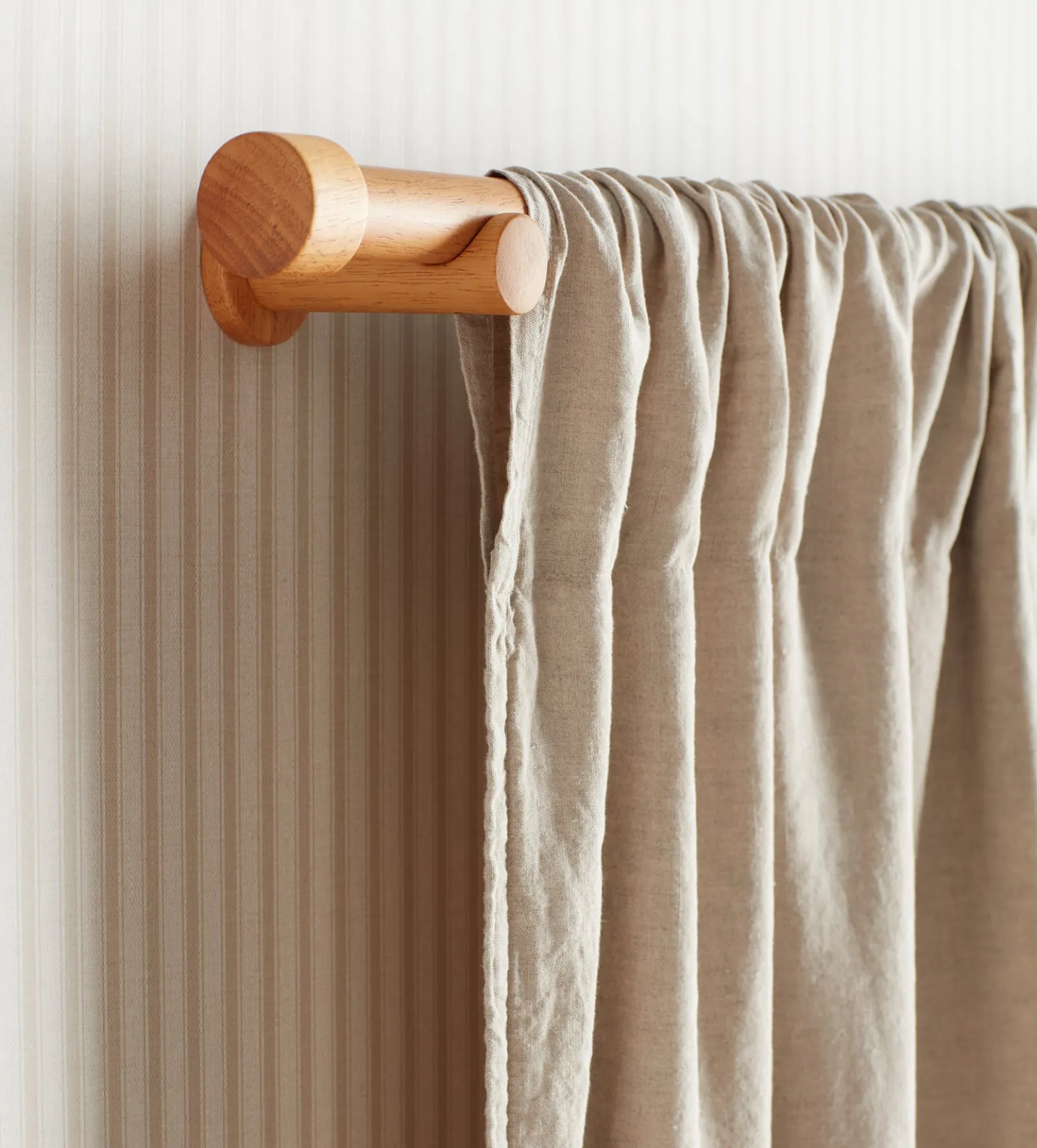 Natural Linen Lined Loop Top Curtains (Pair)
