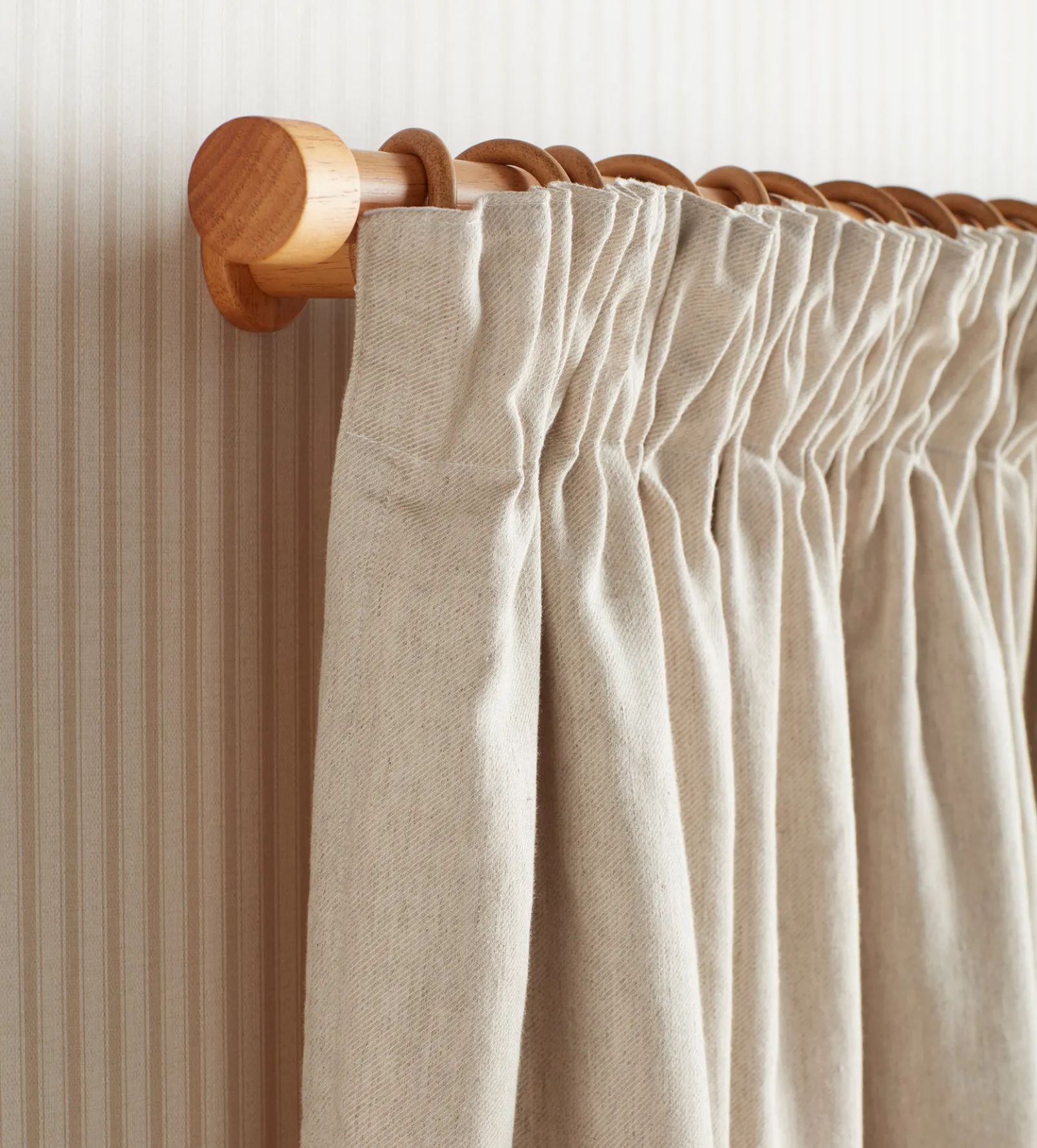 Natural Linen Lined Pencil Pleat Curtains (Pair)