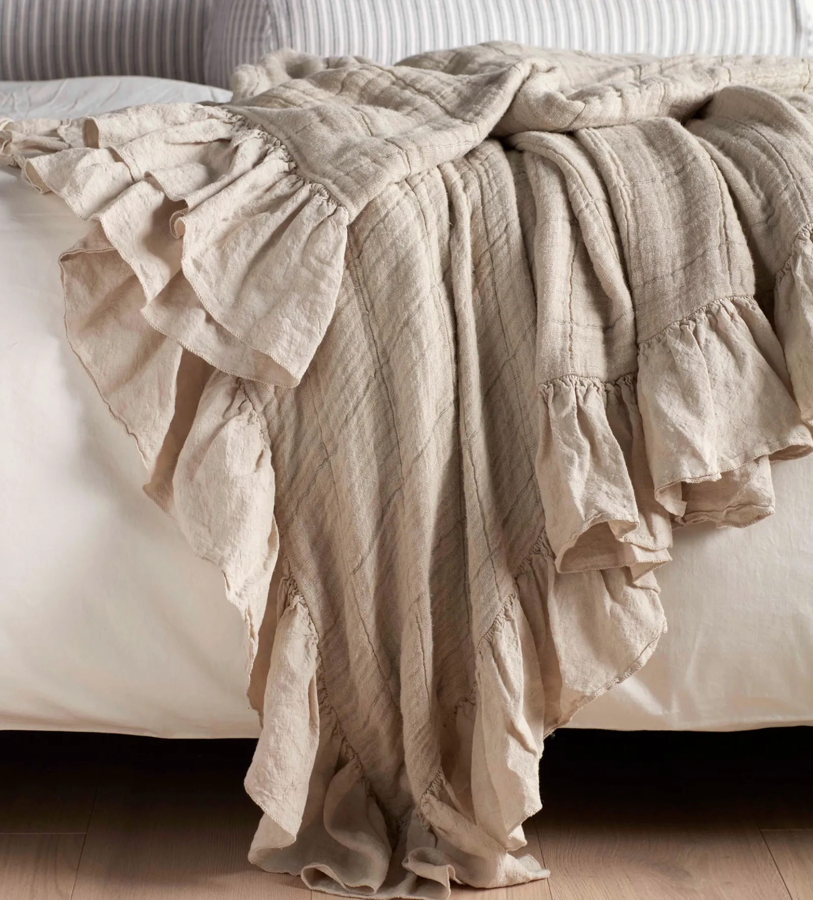 Natural Rosa Cotton Linen Throw