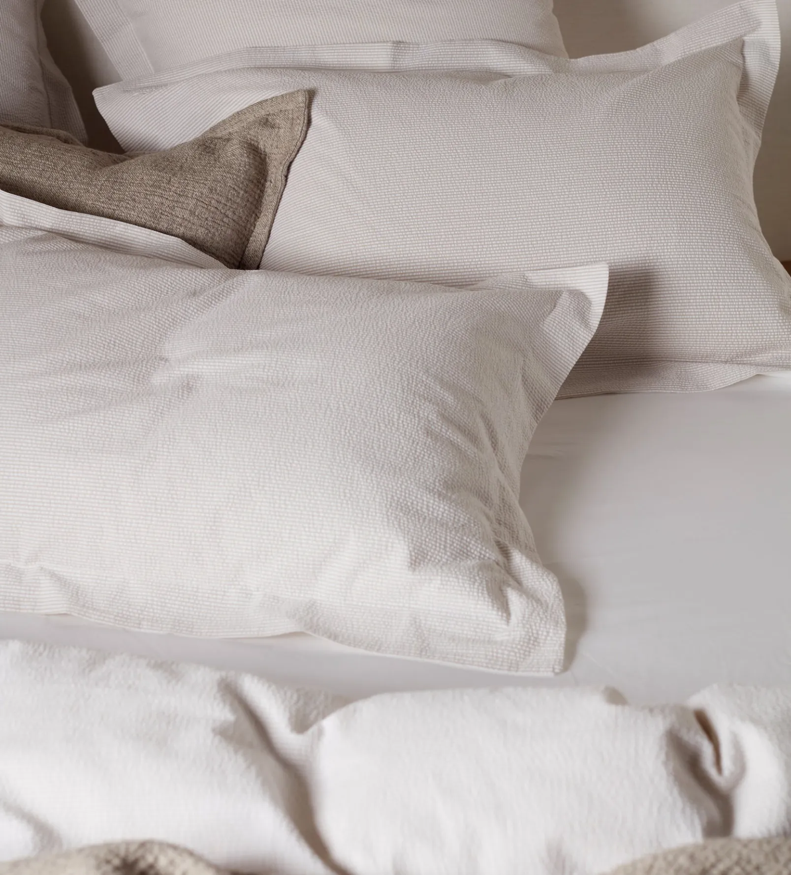 Natural Seersucker Stripe 100% Cotton Duvet Cover