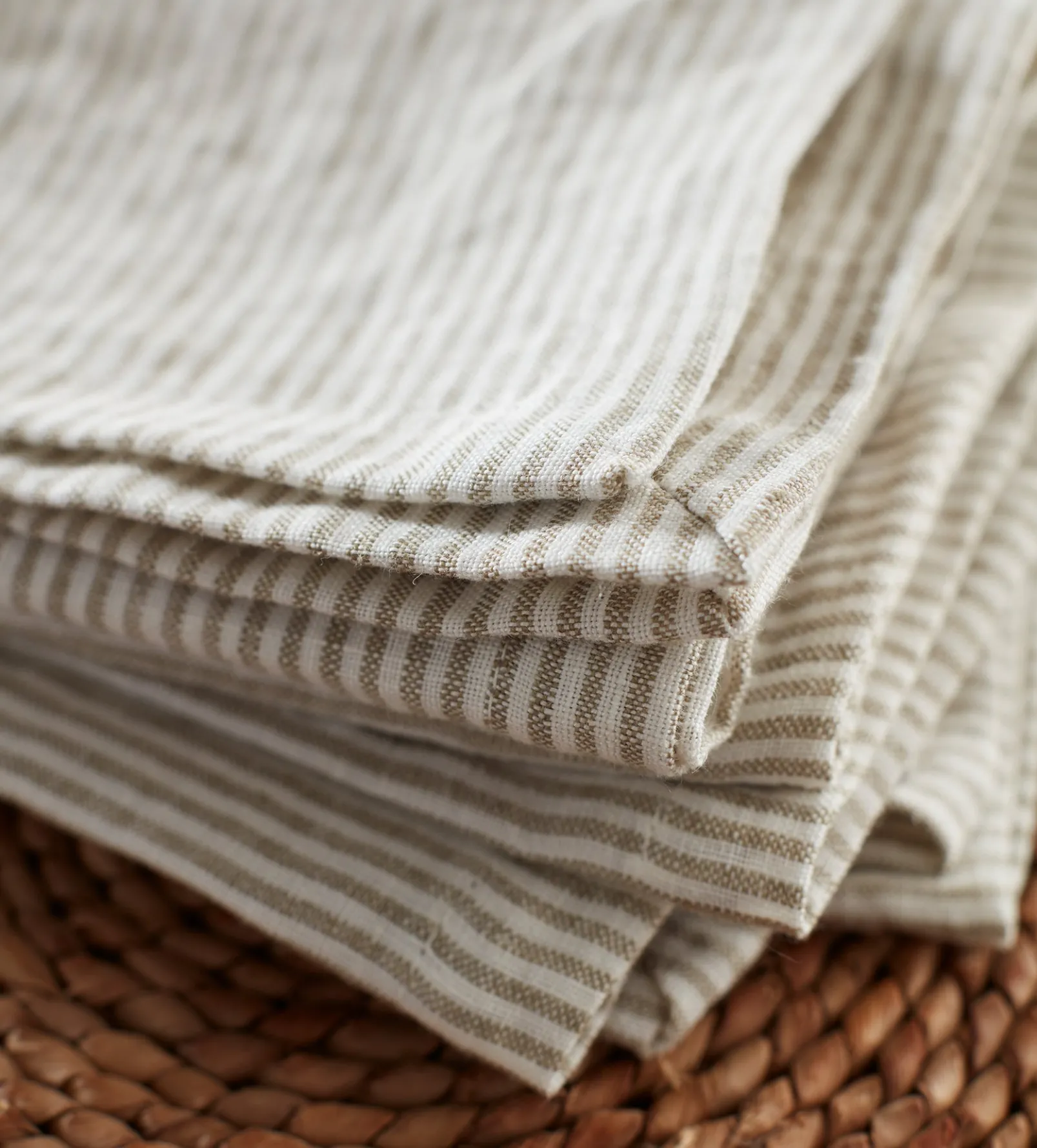 Natural Sid Stripe 100% Linen Napkins - Set of 4