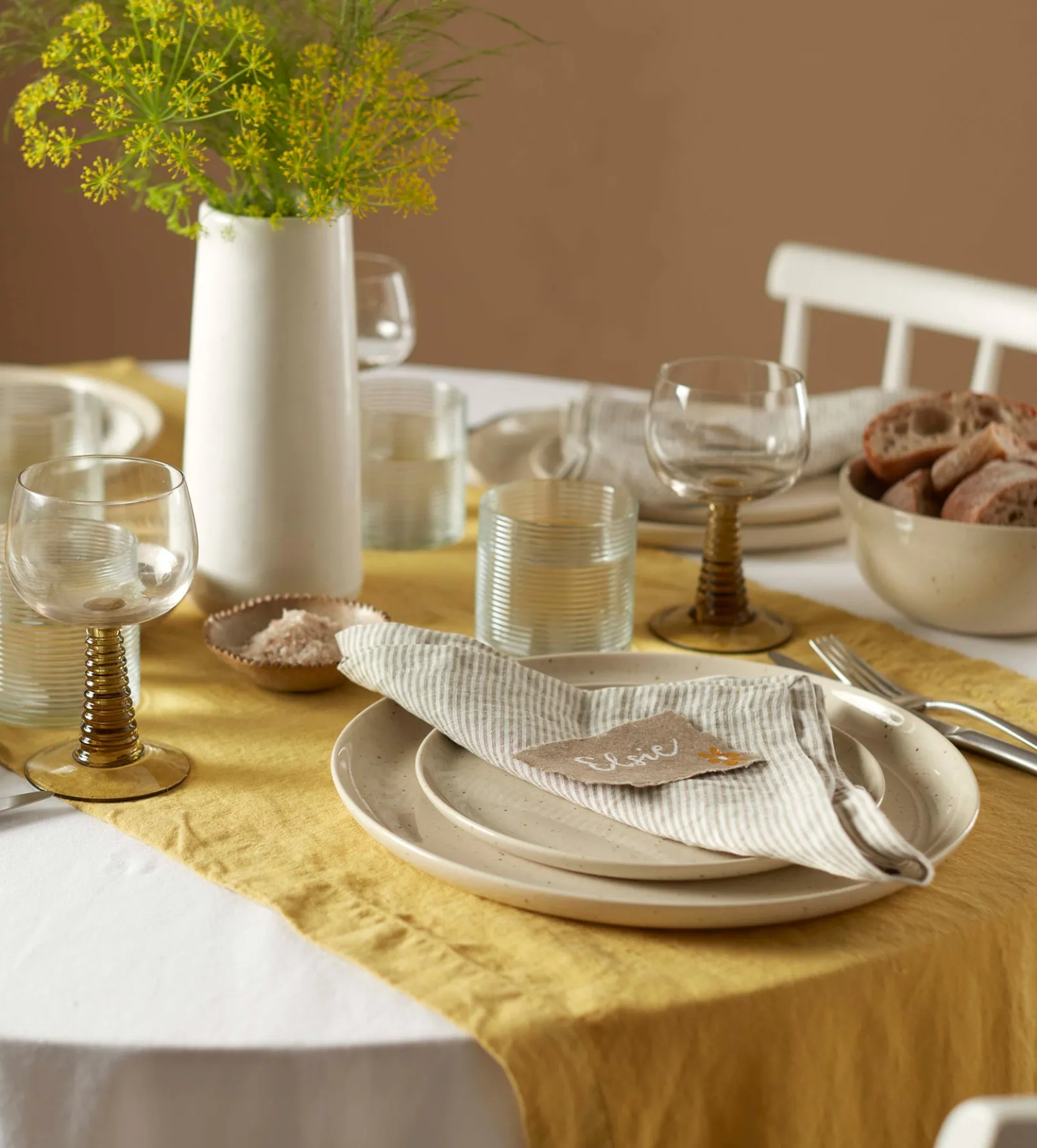 Natural Sid Stripe 100% Linen Napkins - Set of 4