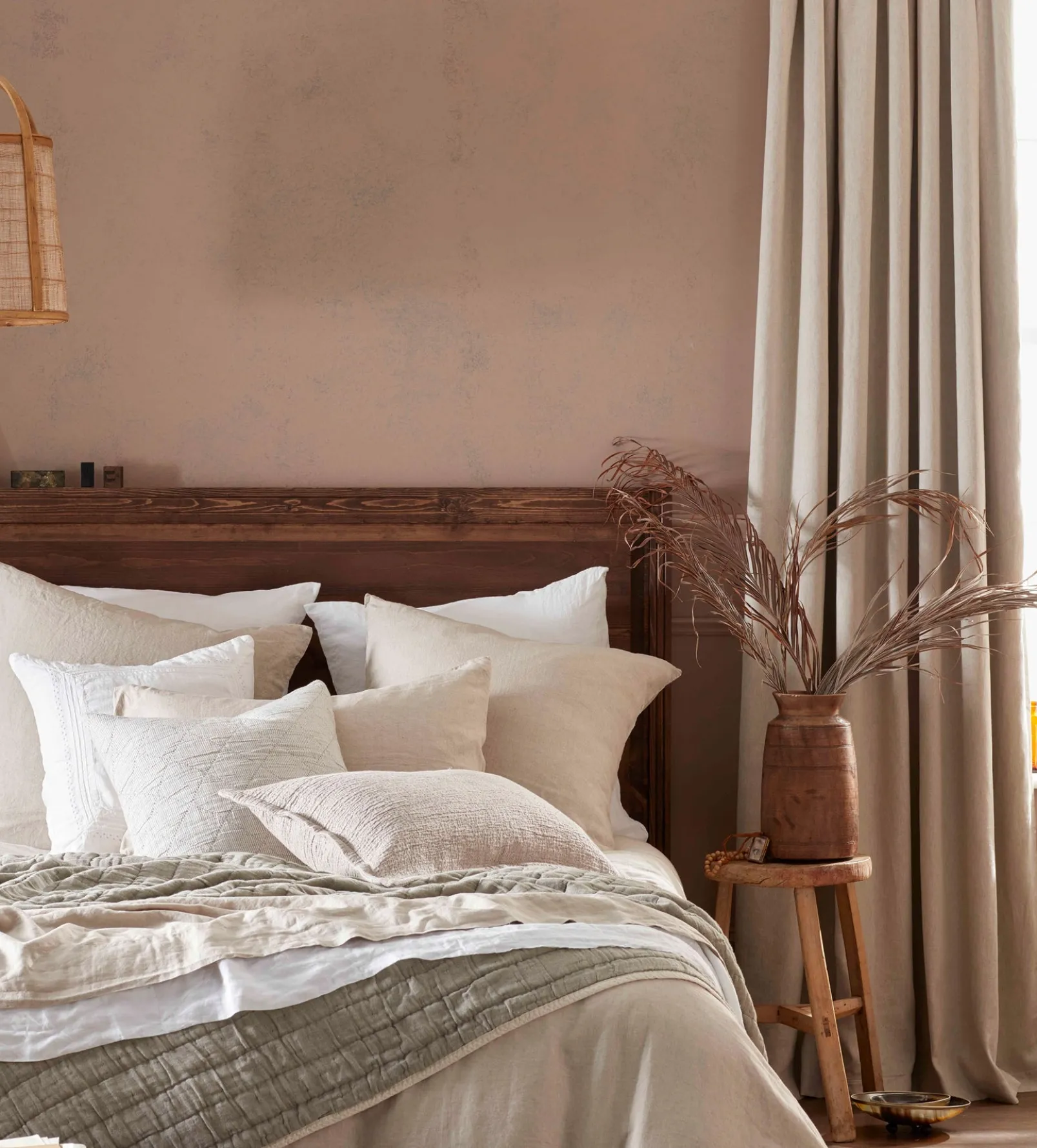 Natural Twill Cotton Linen Blackout Pencil Pleat Curtains (Pair)