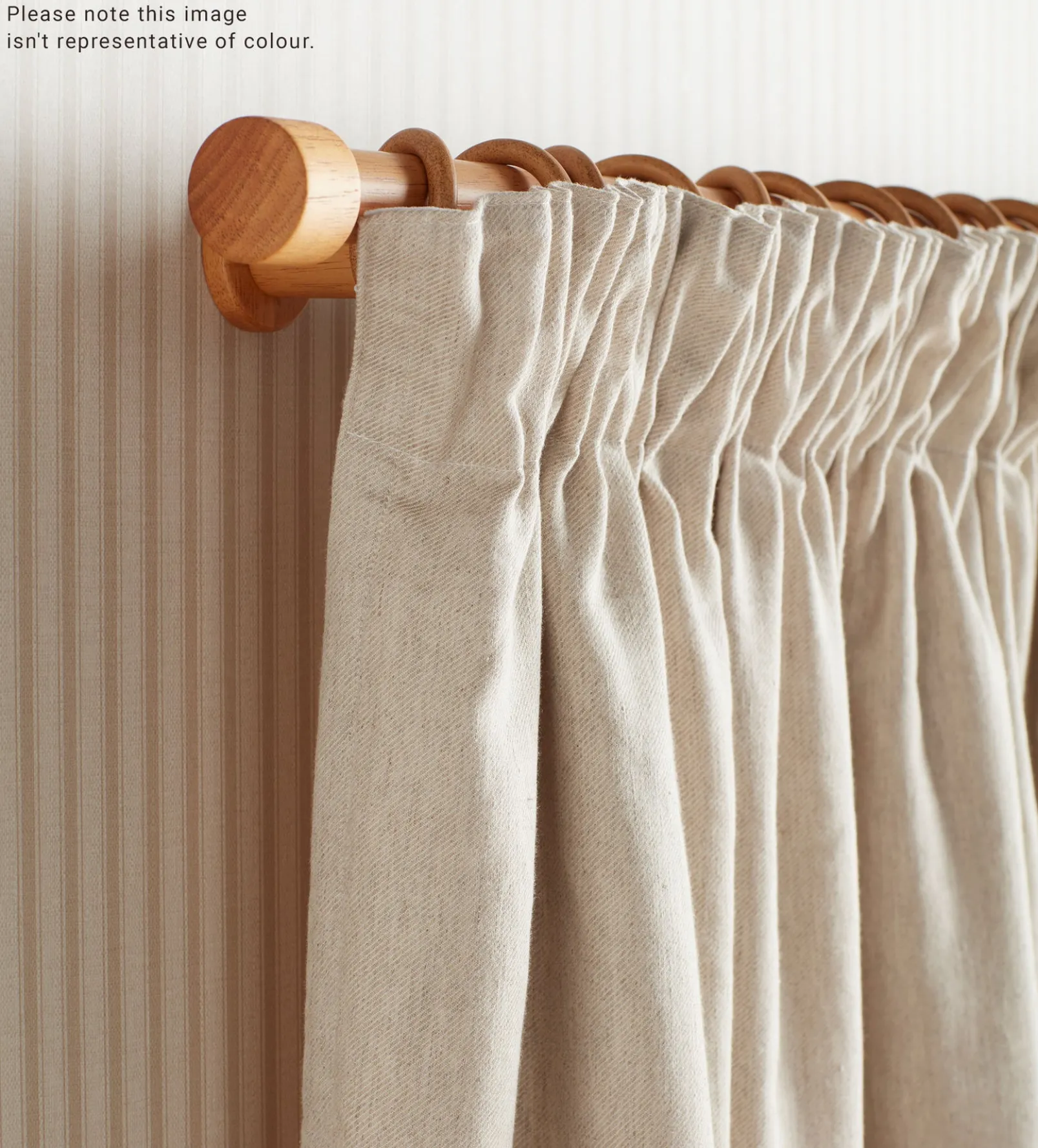 Natural Twill Cotton Linen Blackout Pencil Pleat Curtains (Pair)