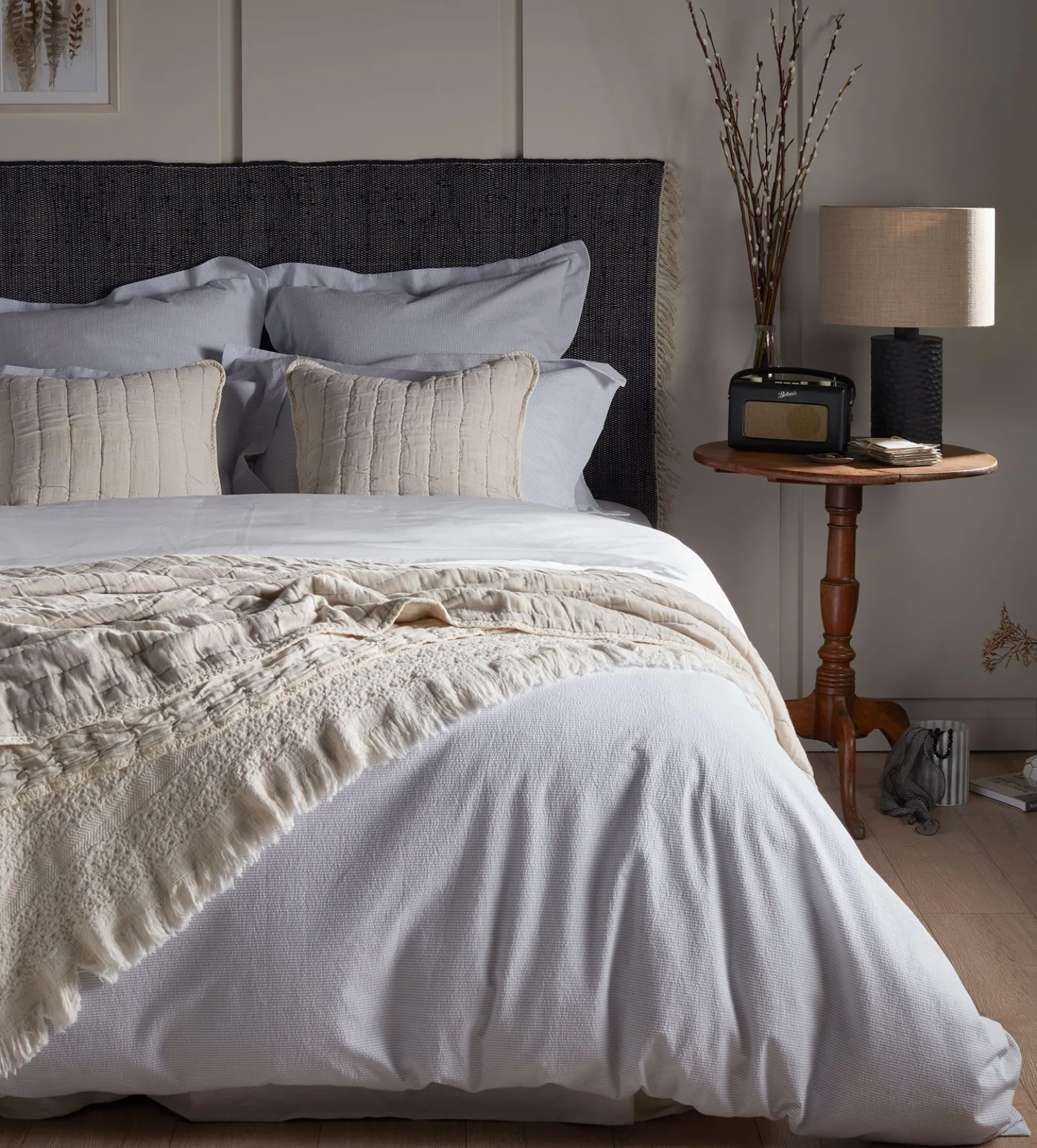 Natural Vivienne 100% Cotton Quilted Throw