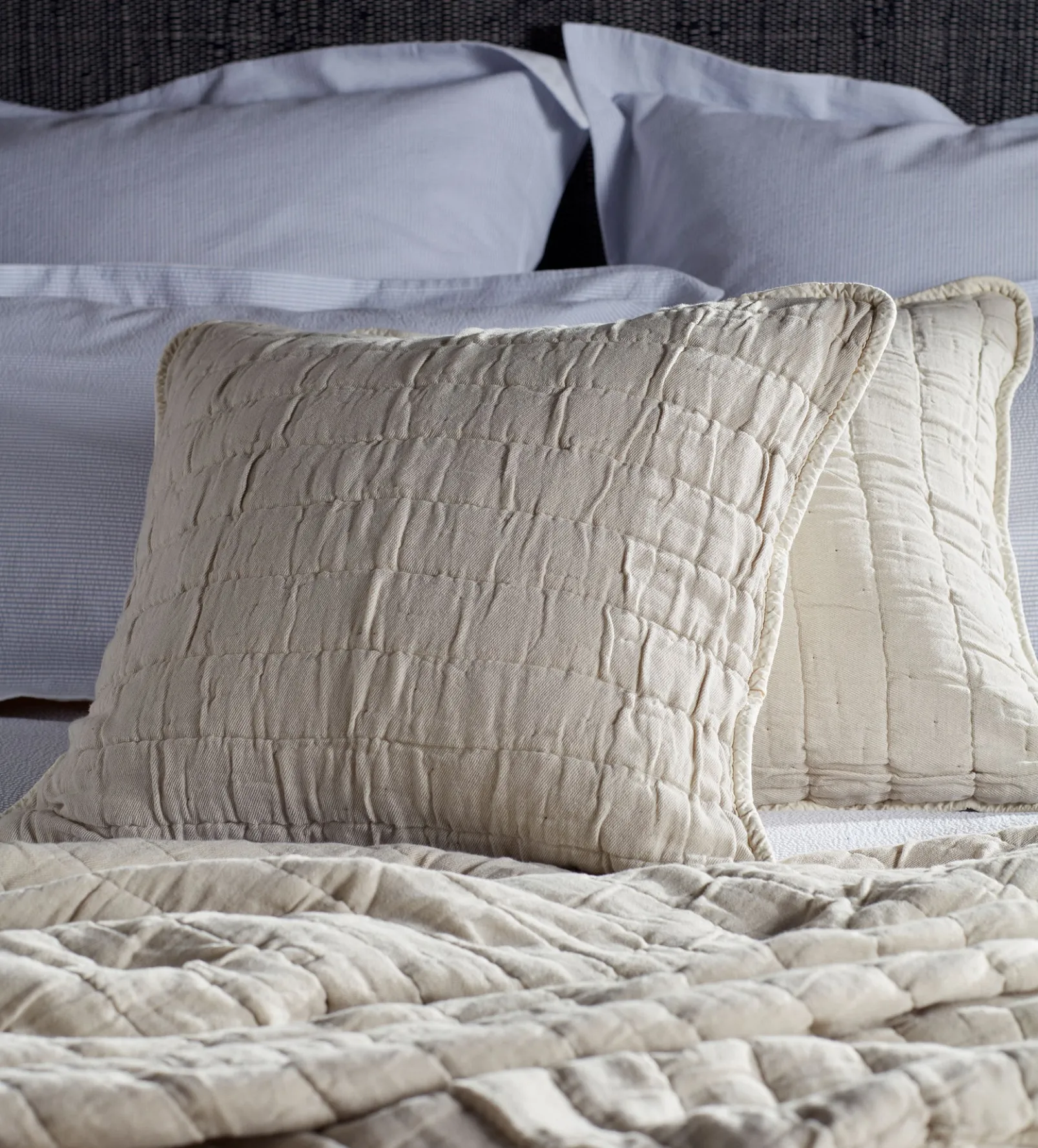 Natural Vivienne 100% Cotton Quilted Cushion Cover