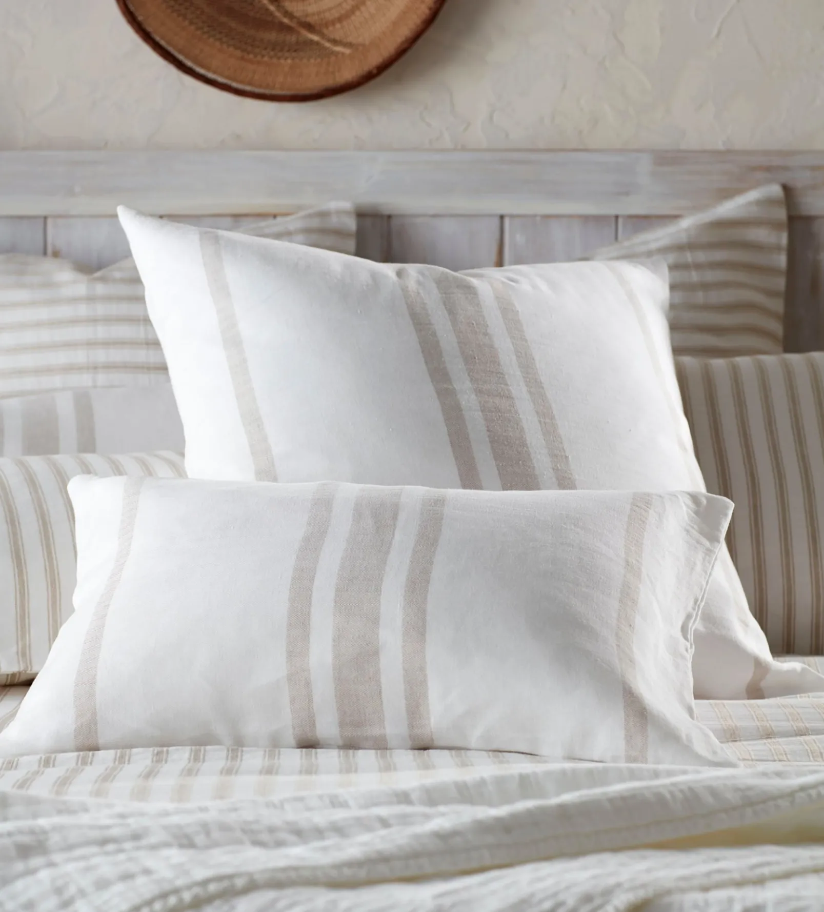 Natural Wide Stripe Cotton Linen Cushion Cover