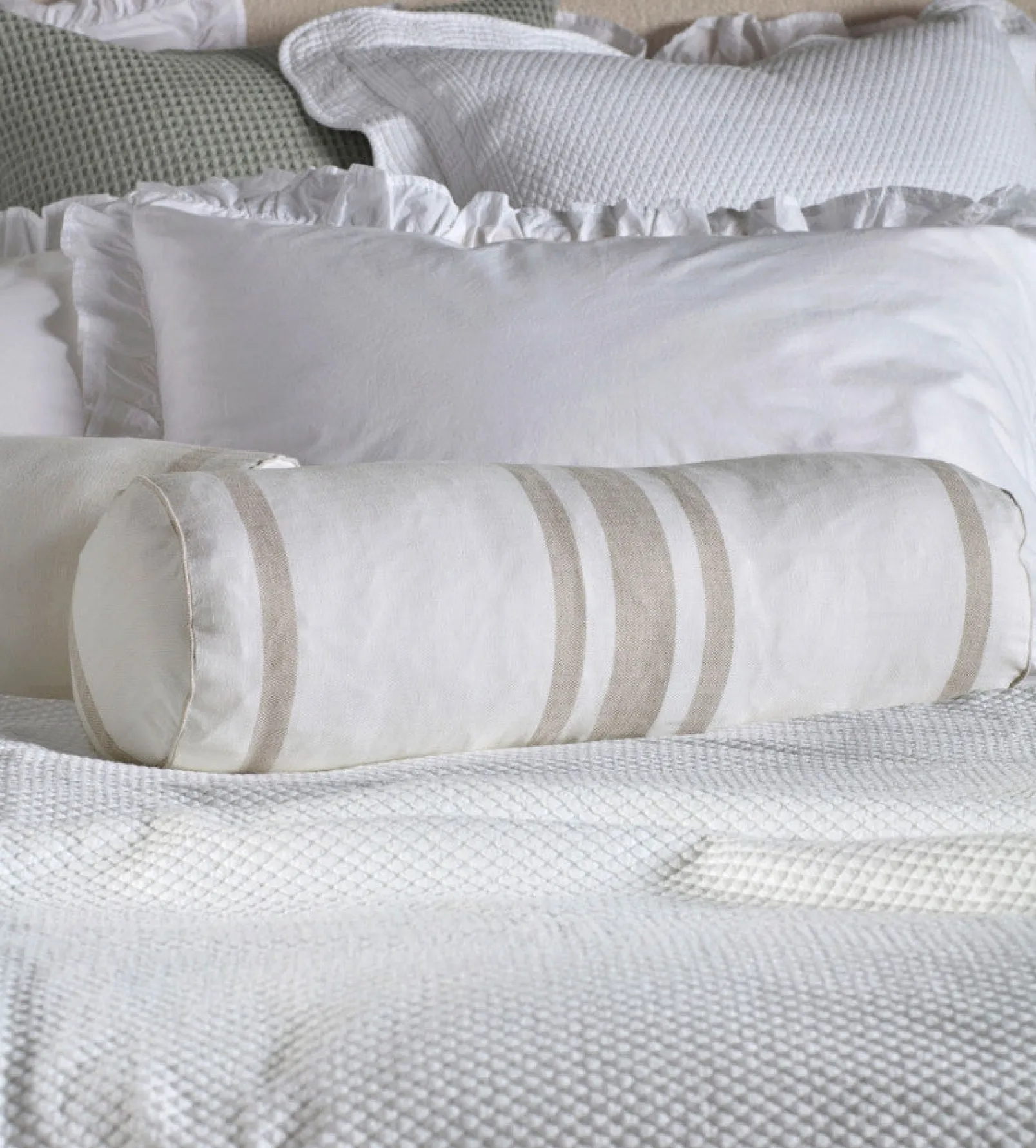 Natural Wide Stripe Cotton Linen Cushion Cover