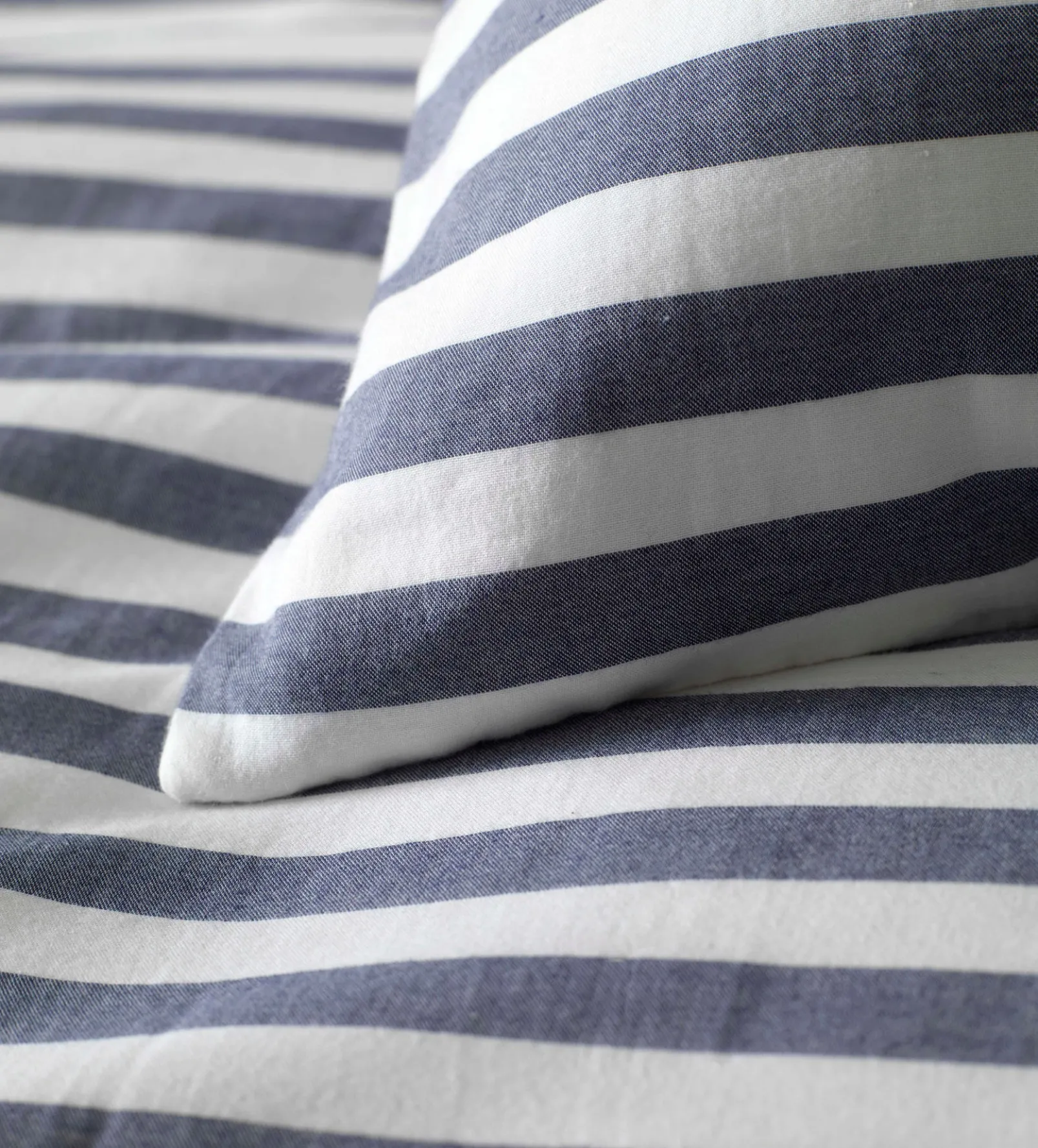 Navy Coastal Stripe 100% Cotton Housewife Pillowcase