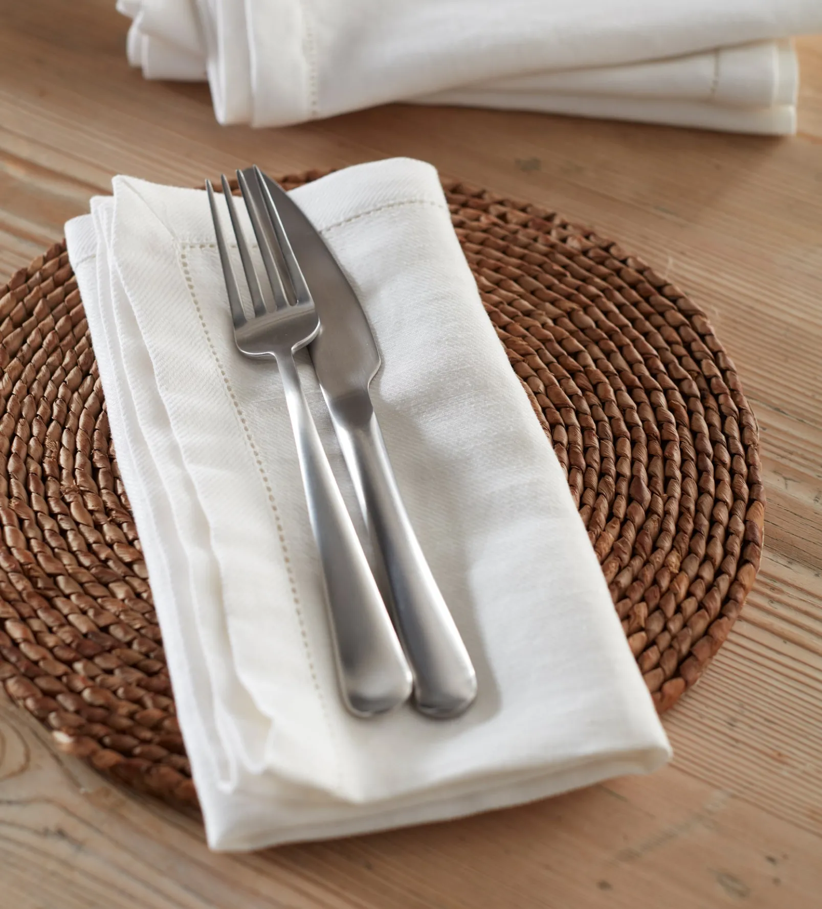 Off White Cotton Linen Napkins - Set of 4