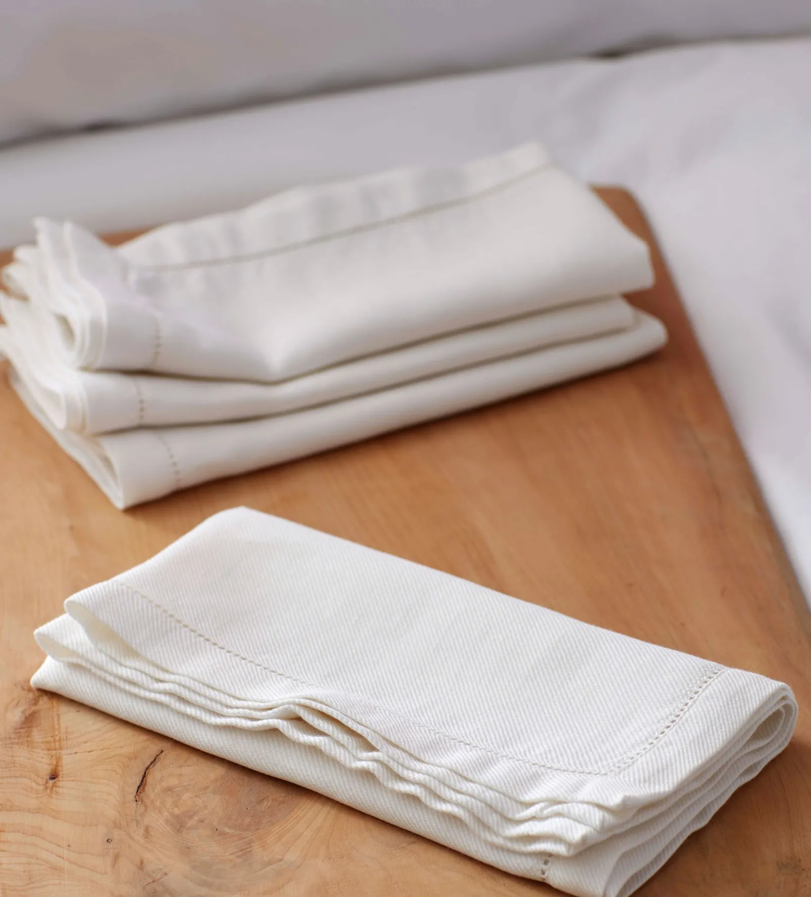 Off White Cotton Linen Napkins - Set of 4