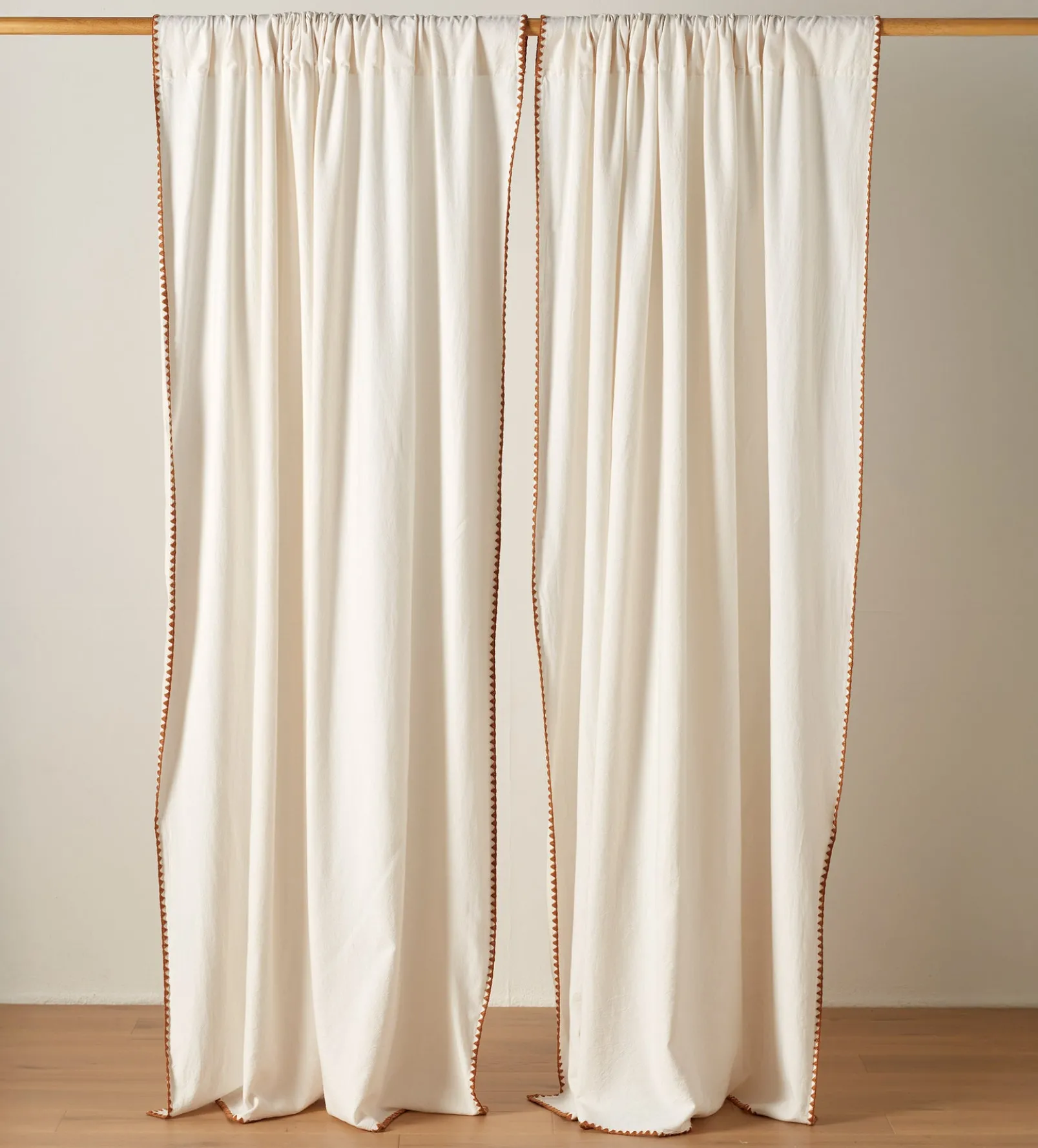 Off White Nova 100% Cotton Loop Top Curtain (Pair)