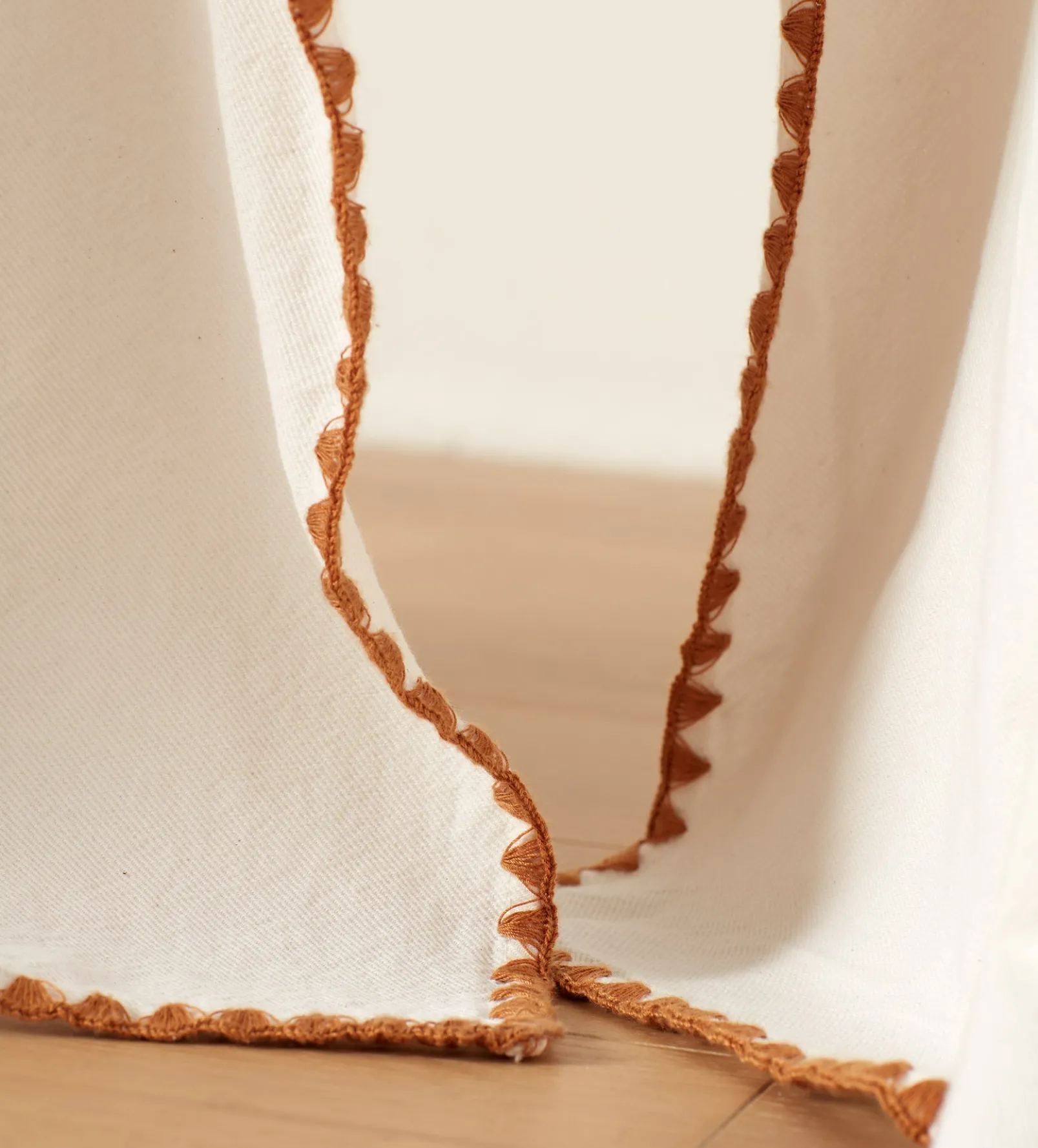 Off White Nova 100% Cotton Loop Top Curtain (Pair)