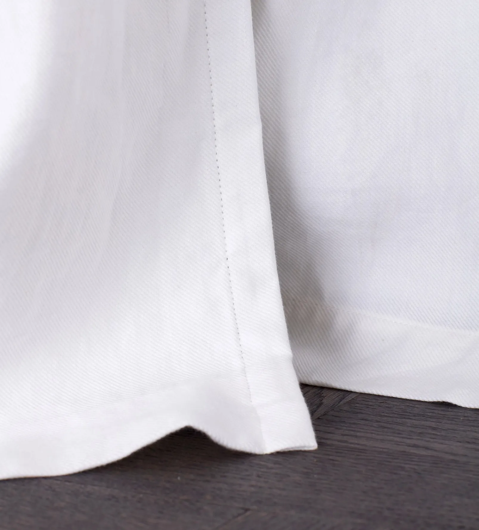 Off White Twill Cotton Linen Blackout Pencil Pleat Curtains (Pair)